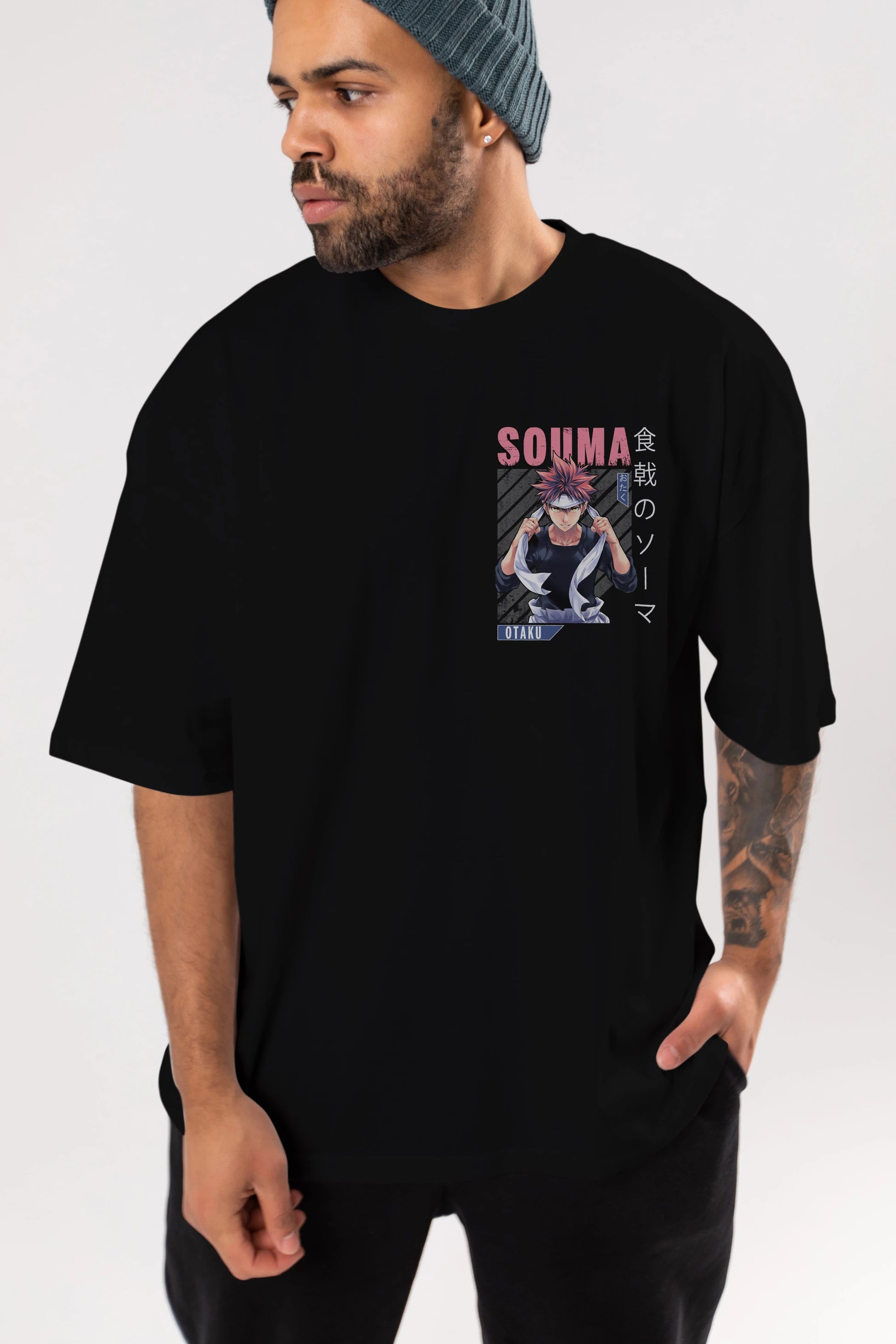 Souma Yukihira 8 Ön Sol Baskılı Oversize t-shirt Erkek Kadın Unisex %100 Pamuk Bisiklet Yaka tişort
