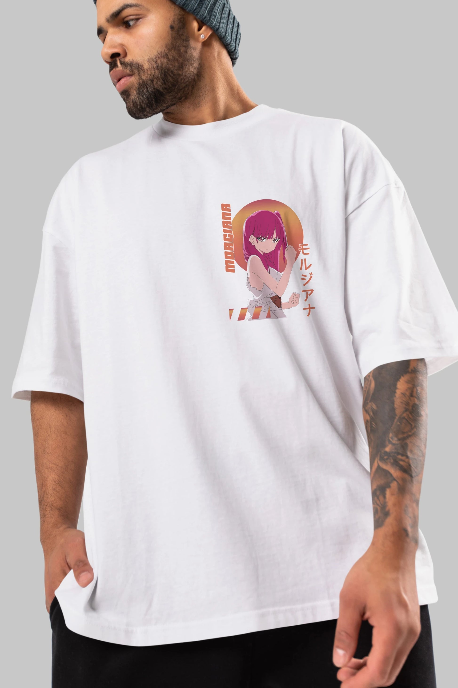 Morgiana 5 Ön Sol Baskılı Oversize t-shirt Erkek Kadın Unisex %100 Pamuk Bisiklet Yaka tişort