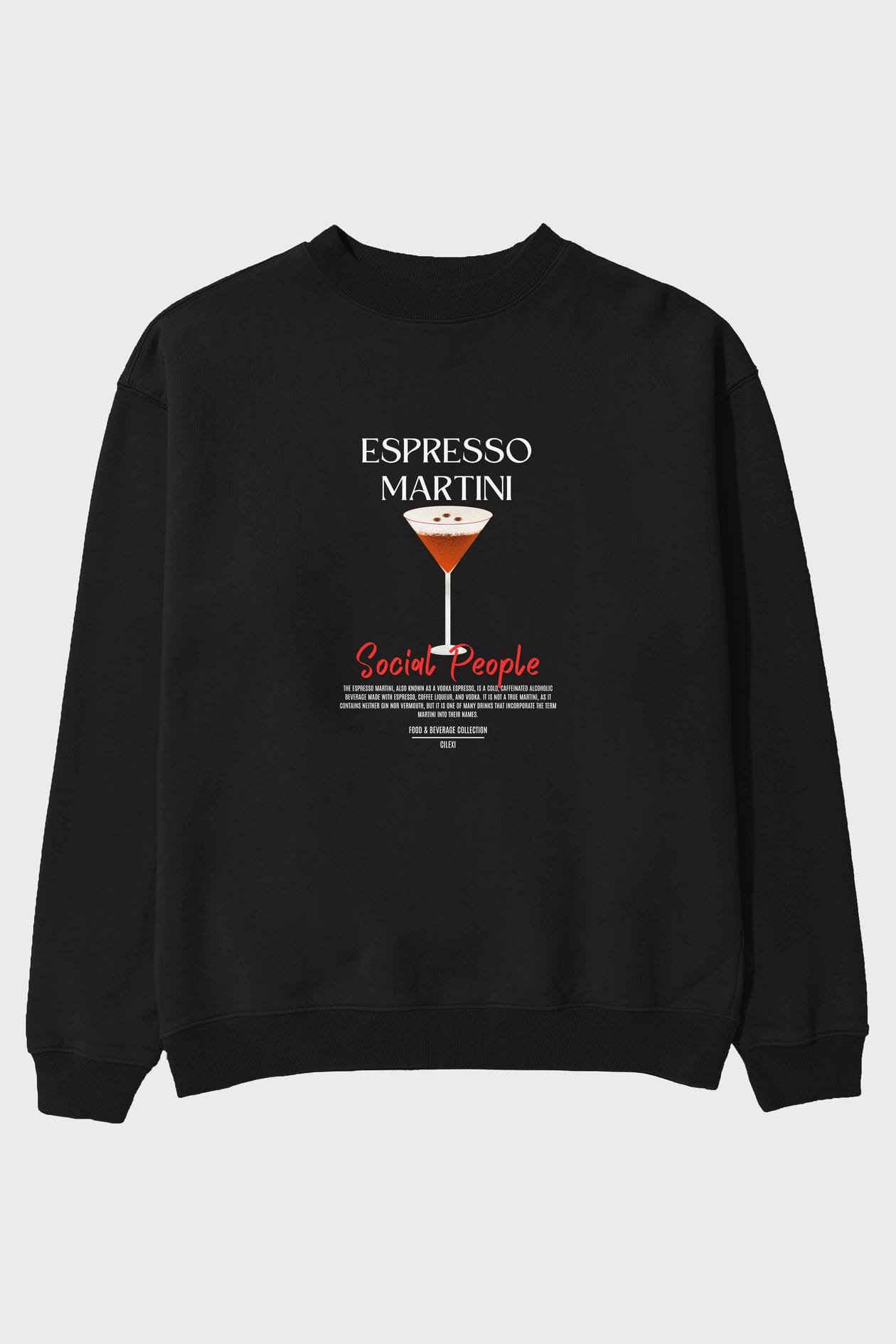 Espresso Martini ön Baskılı Oversize Sweatshirt Erkek Kadın Unisex