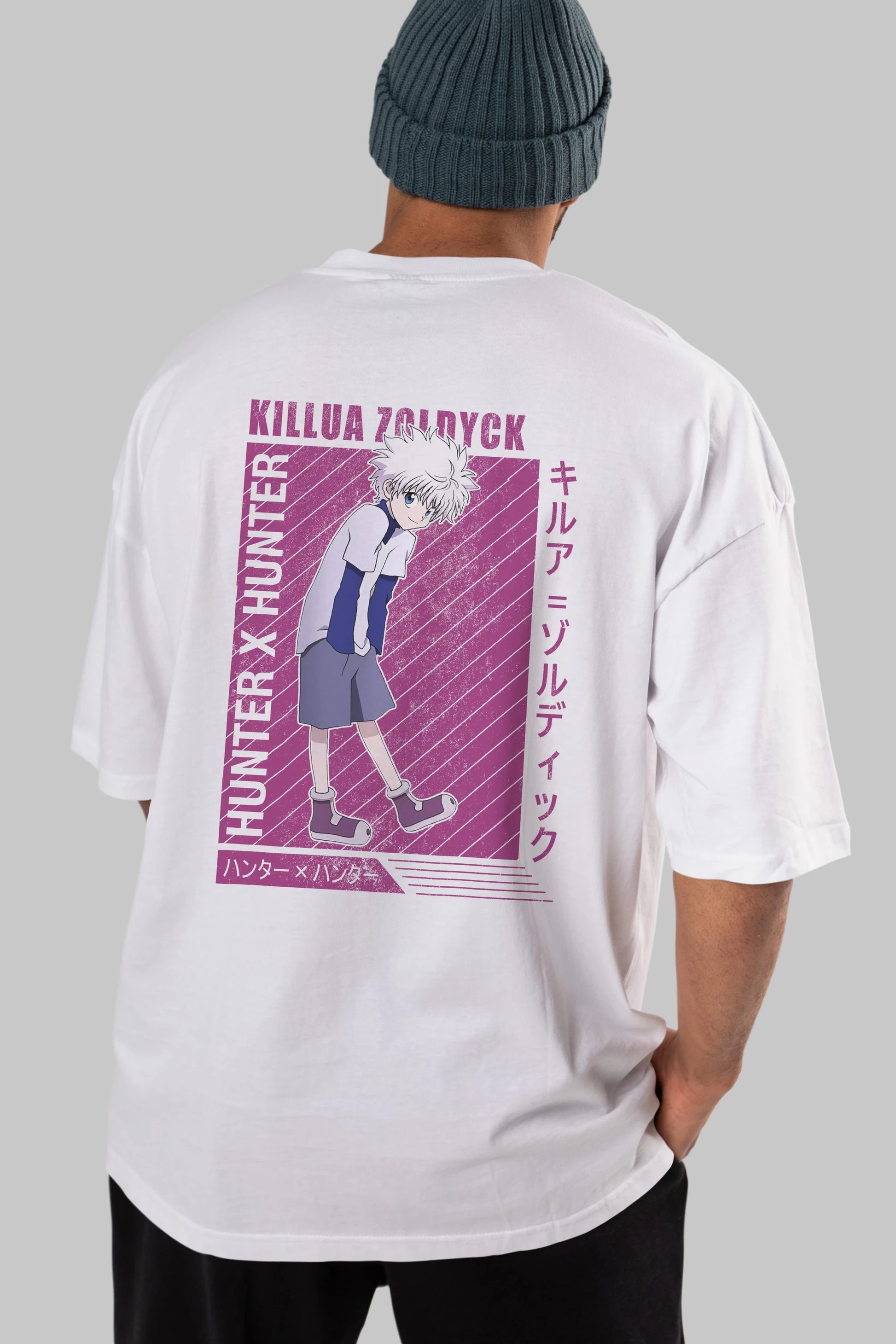 Killua Zoldyck 3 1 Anime Arka Baskılı Oversize t-shirt Erkek Kadın Unisex