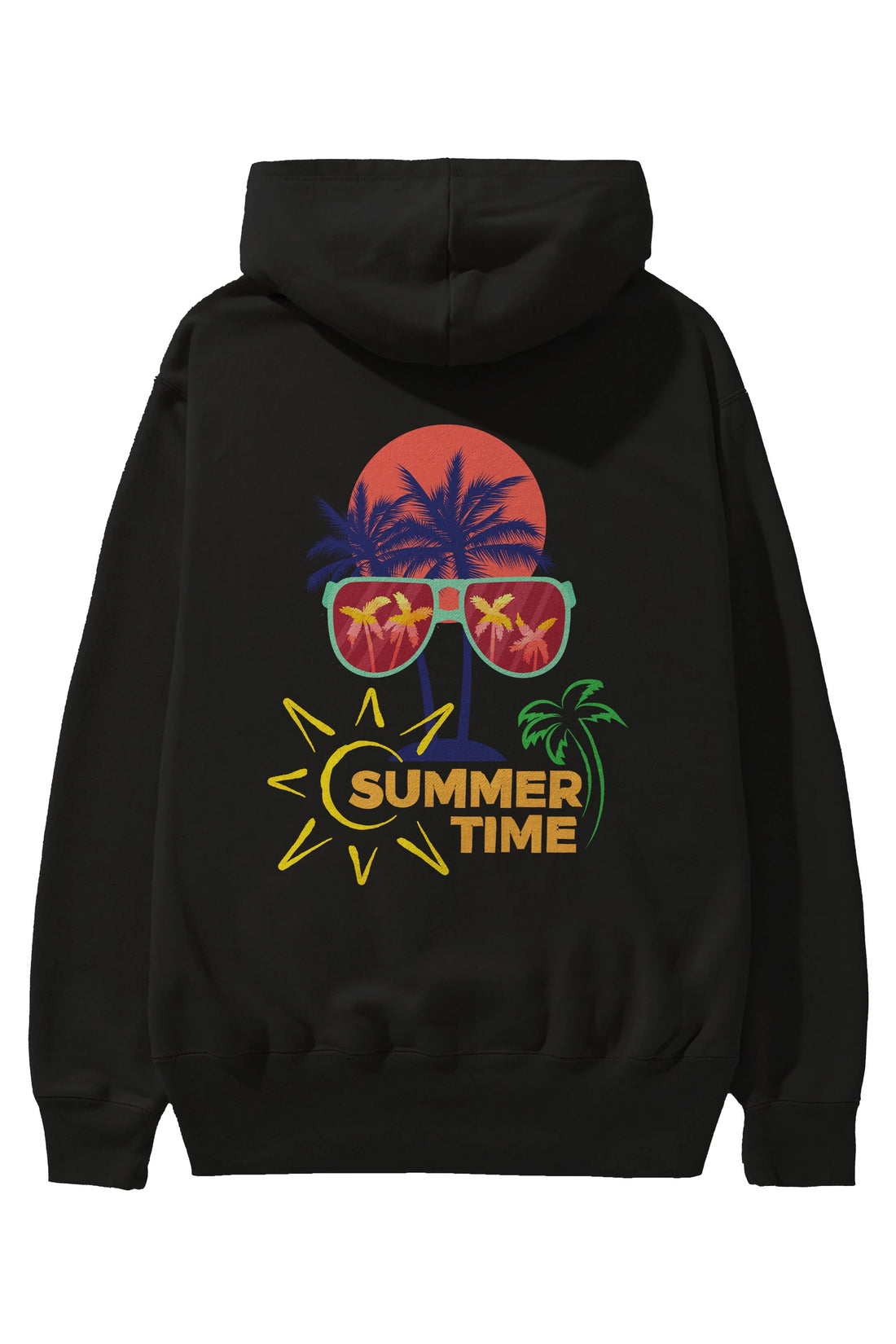 Summer Time Yazılı Arka Baskılı Oversize Hoodie Kapüşonlu Sweatshirt Erkek Kadın Unisex