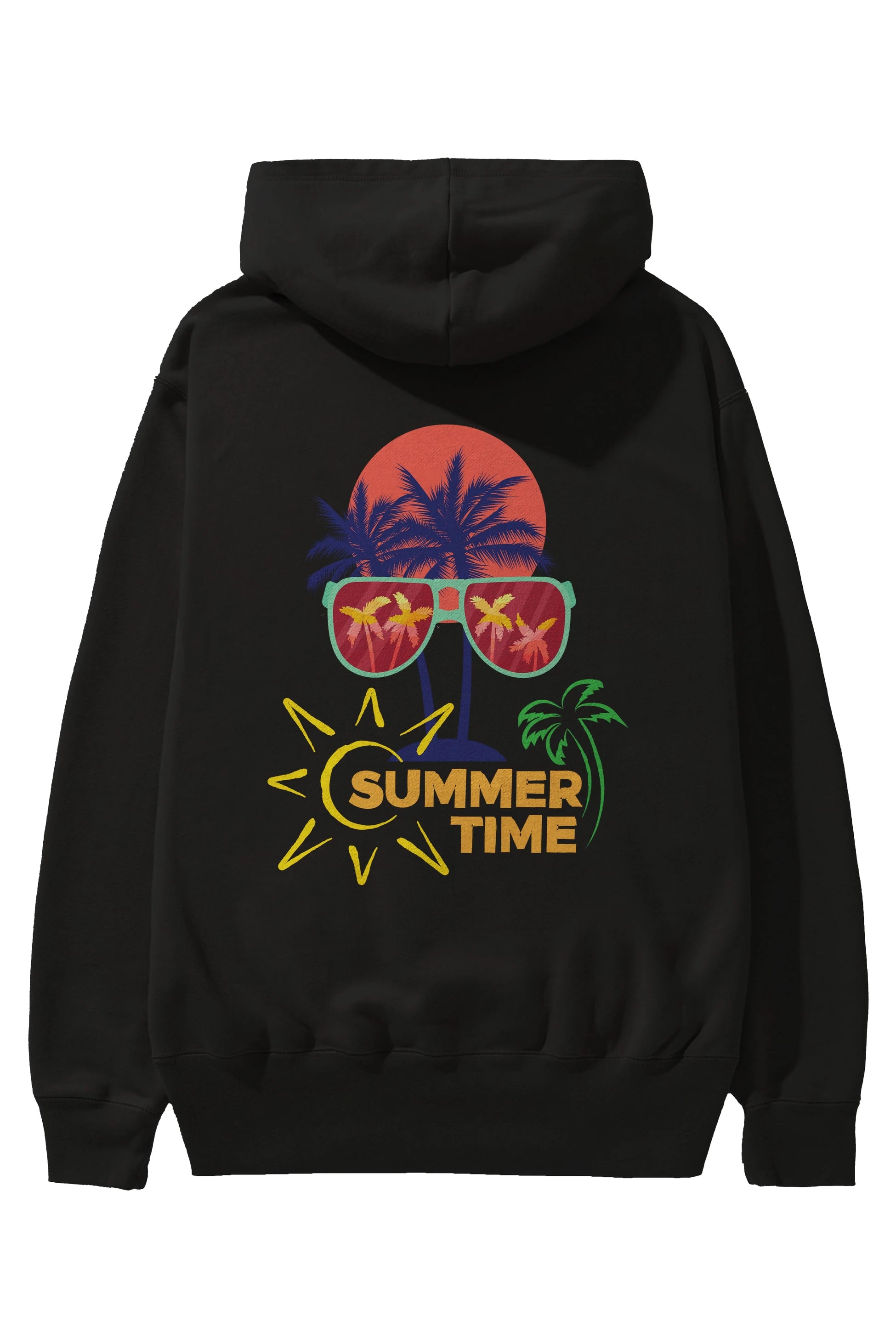 Summer Time Yazılı Arka Baskılı Oversize Hoodie Kapüşonlu Sweatshirt Erkek Kadın Unisex
