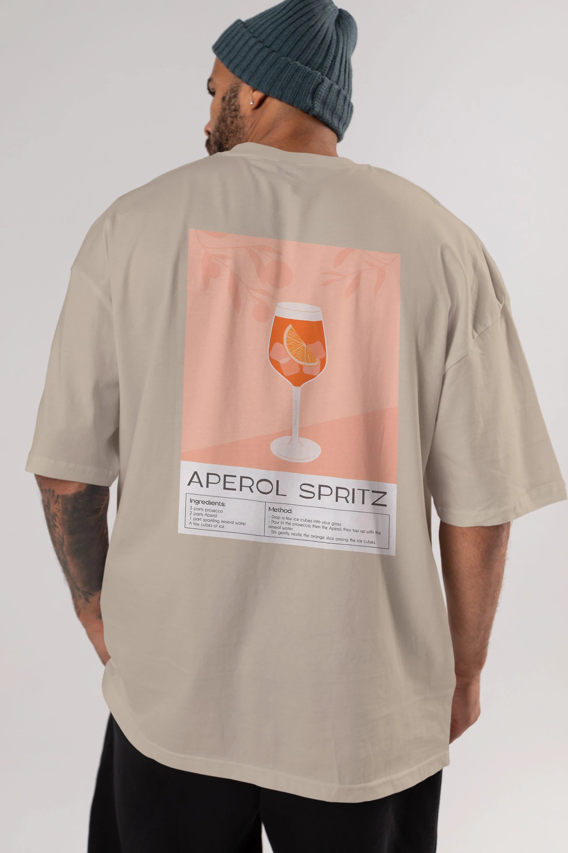 Aperol Spritz 7 Arka Baskılı Oversize t-shirt Erkek Kadın Unisex %100 Pamuk Bisiklet Yaka tişort