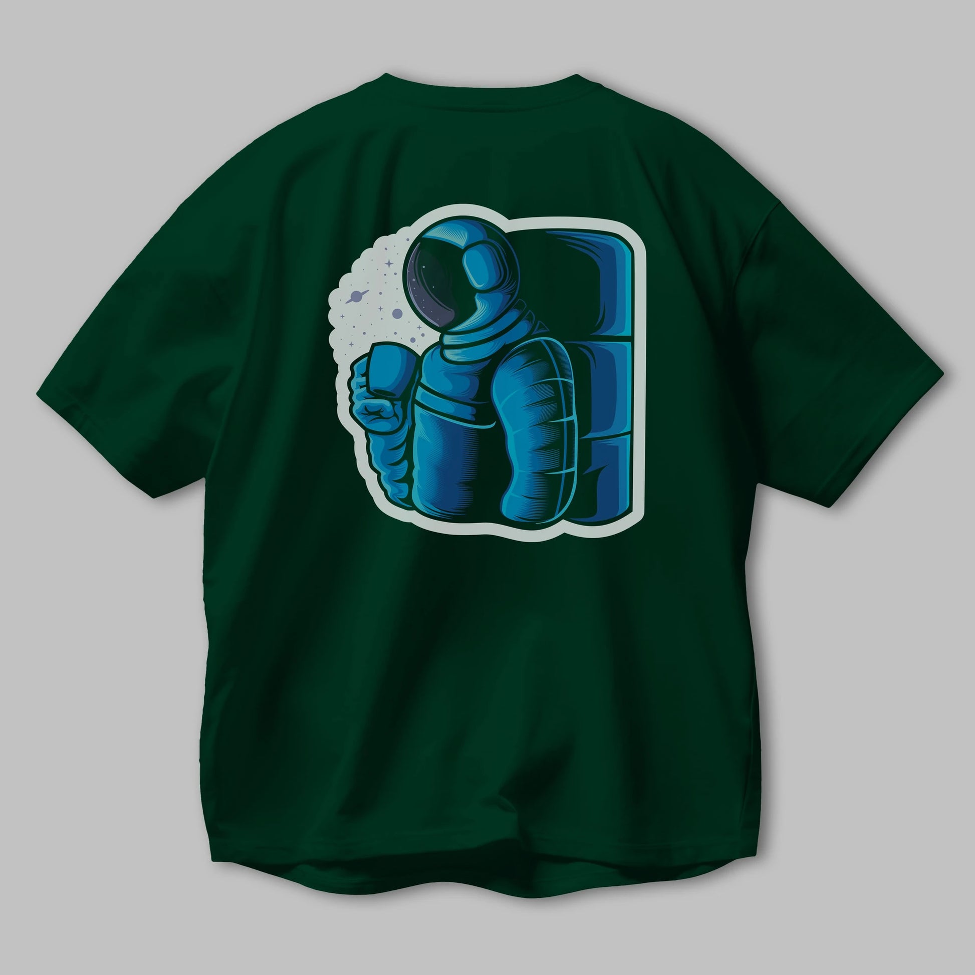 Drinking coffee in space sticker Arka Baskılı Oversize t-shirt Erkek Kadın Unisex