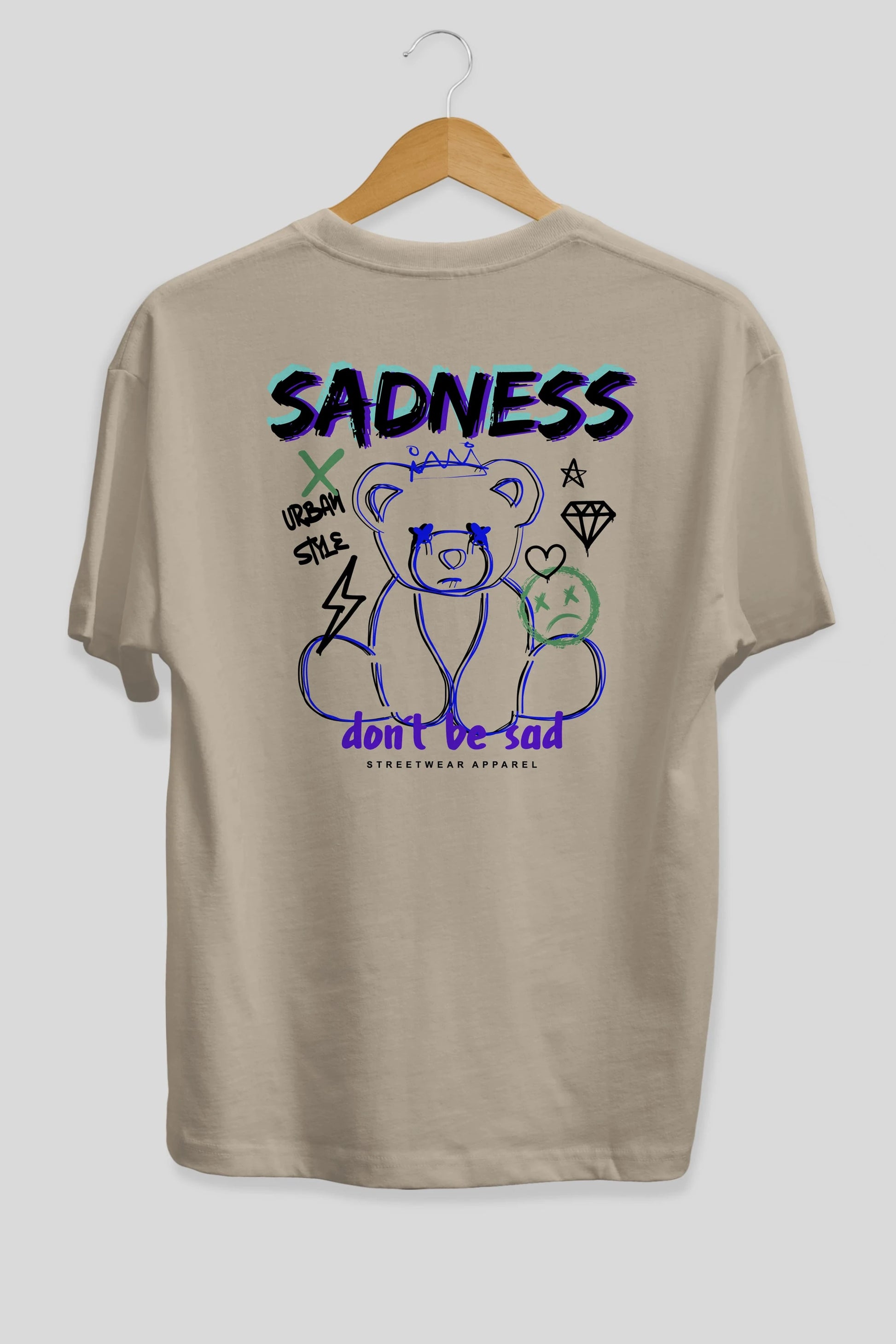 Teddy Bear Sadness Arka Baskılı Oversize t-shirt Erkek Kadın Unisex