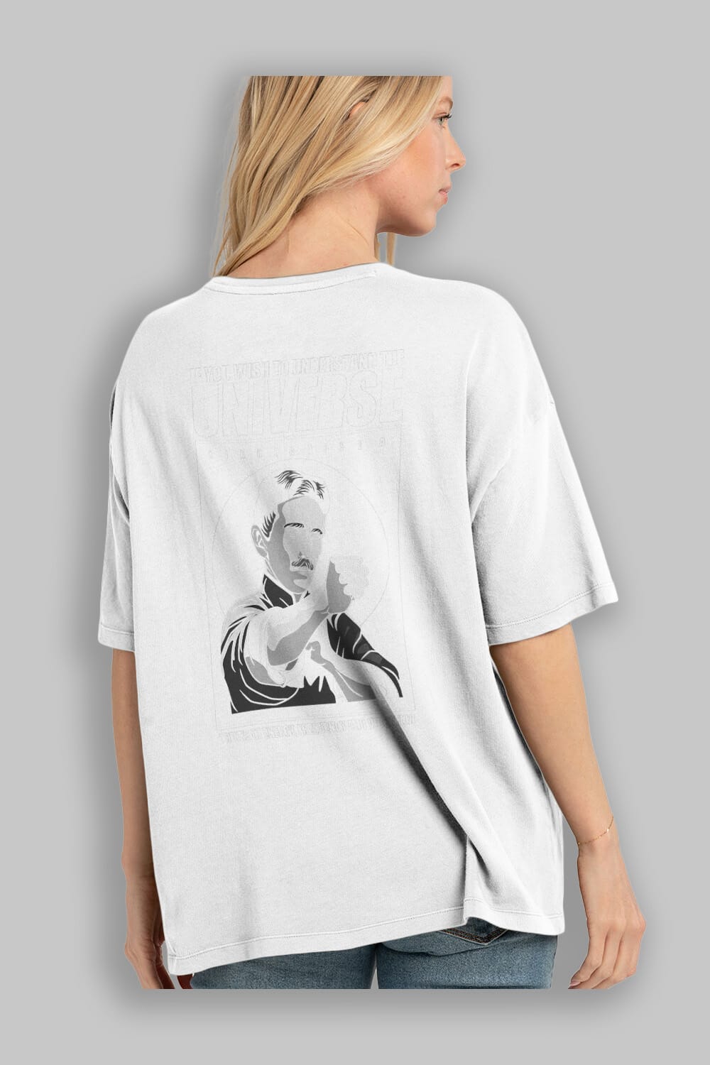 Nicola Tesla Ip Man Arka Baskılı Oversize t-shirt Erkek Kadın Unisex %100 Pamuk tişort