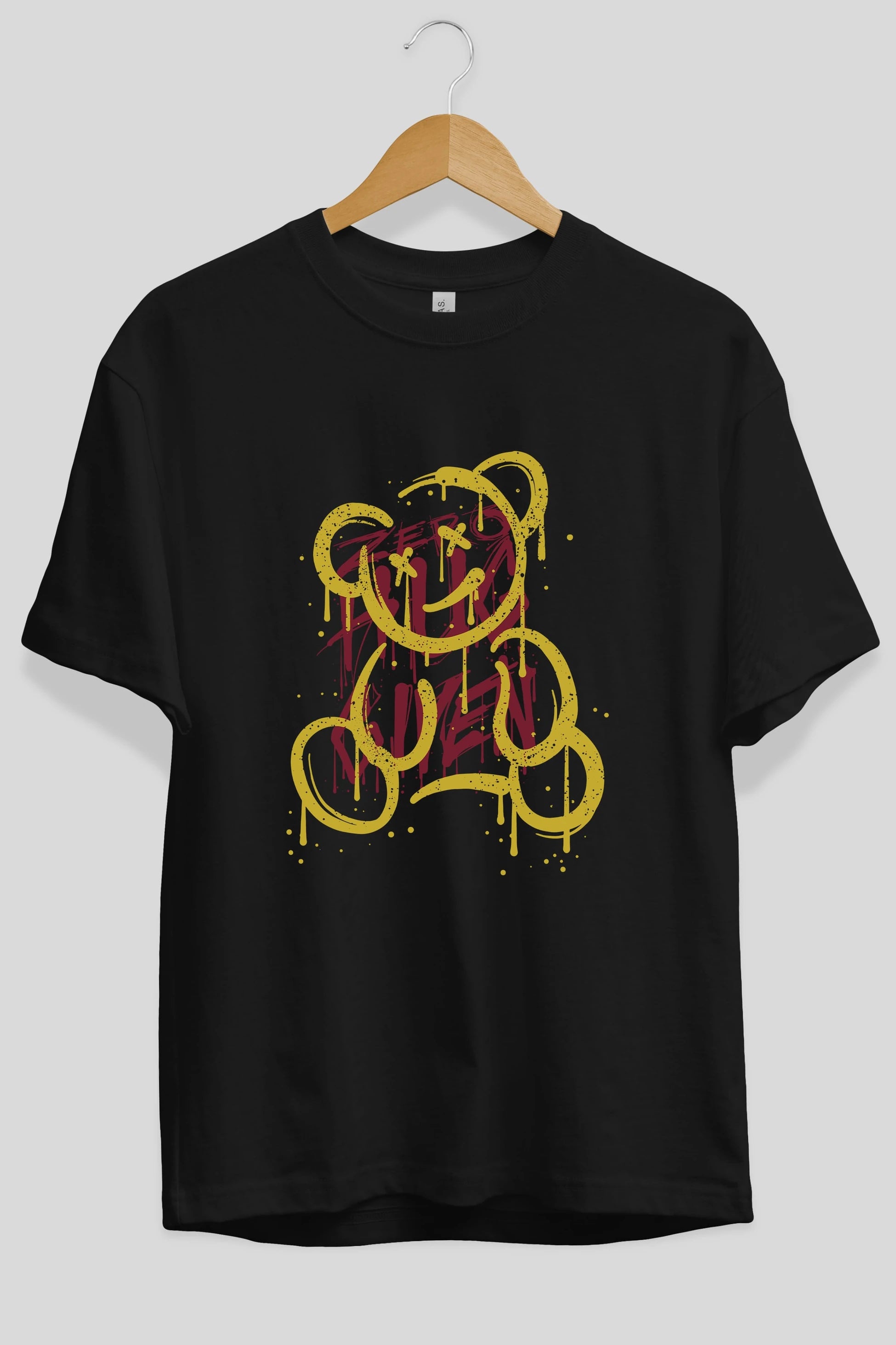 Zero Hug Bear Ön Baskılı Oversize t-shirt Erkek Kadın Unisex