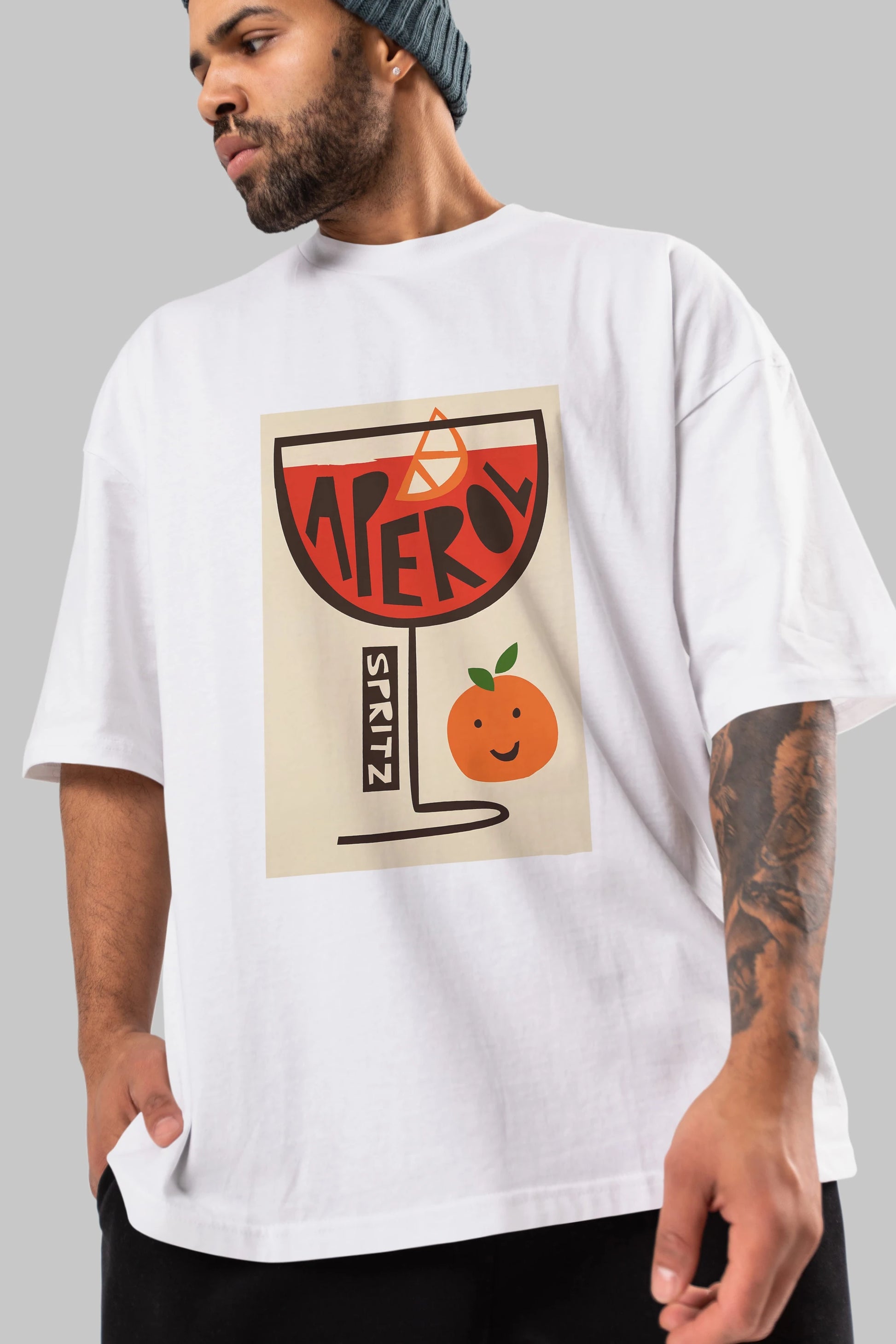 Aperol Spritz 9 Ön Baskılı Oversize t-shirt Erkek Kadın Unisex %100 Pamuk Bisiklet Yaka tişort