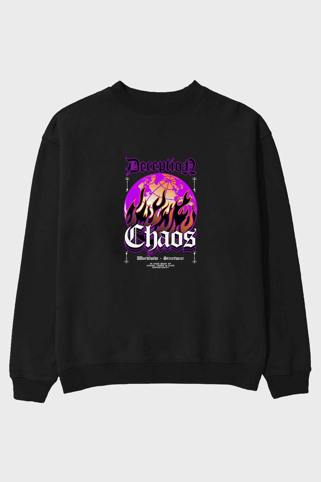 Deception Chaos Ön Baskılı Oversize Sweatshirt Erkek Kadın Unisex