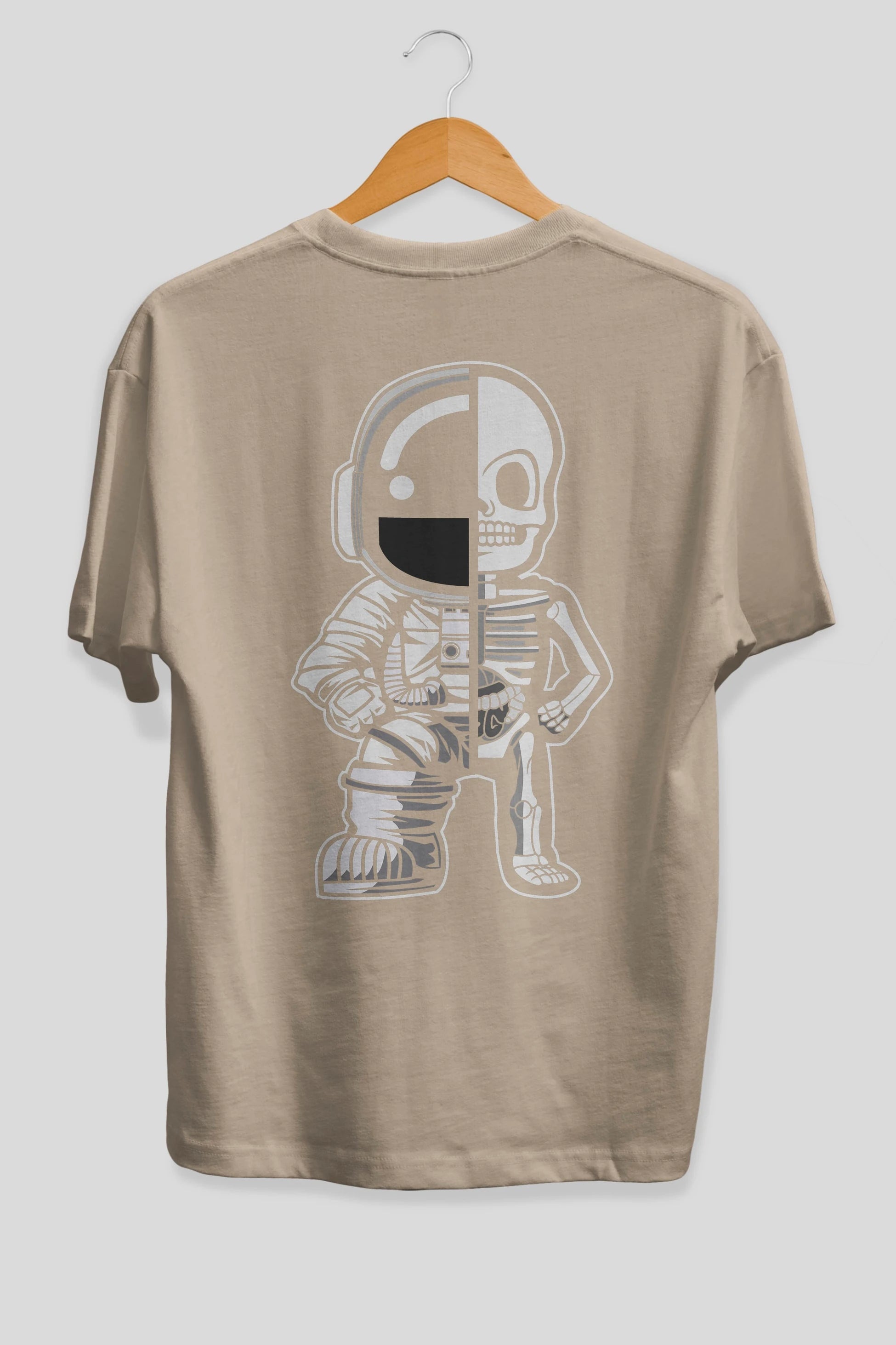 Astronaut Half Skeleton Arka Baskılı Oversize t-shirt Erkek Kadın Unisex