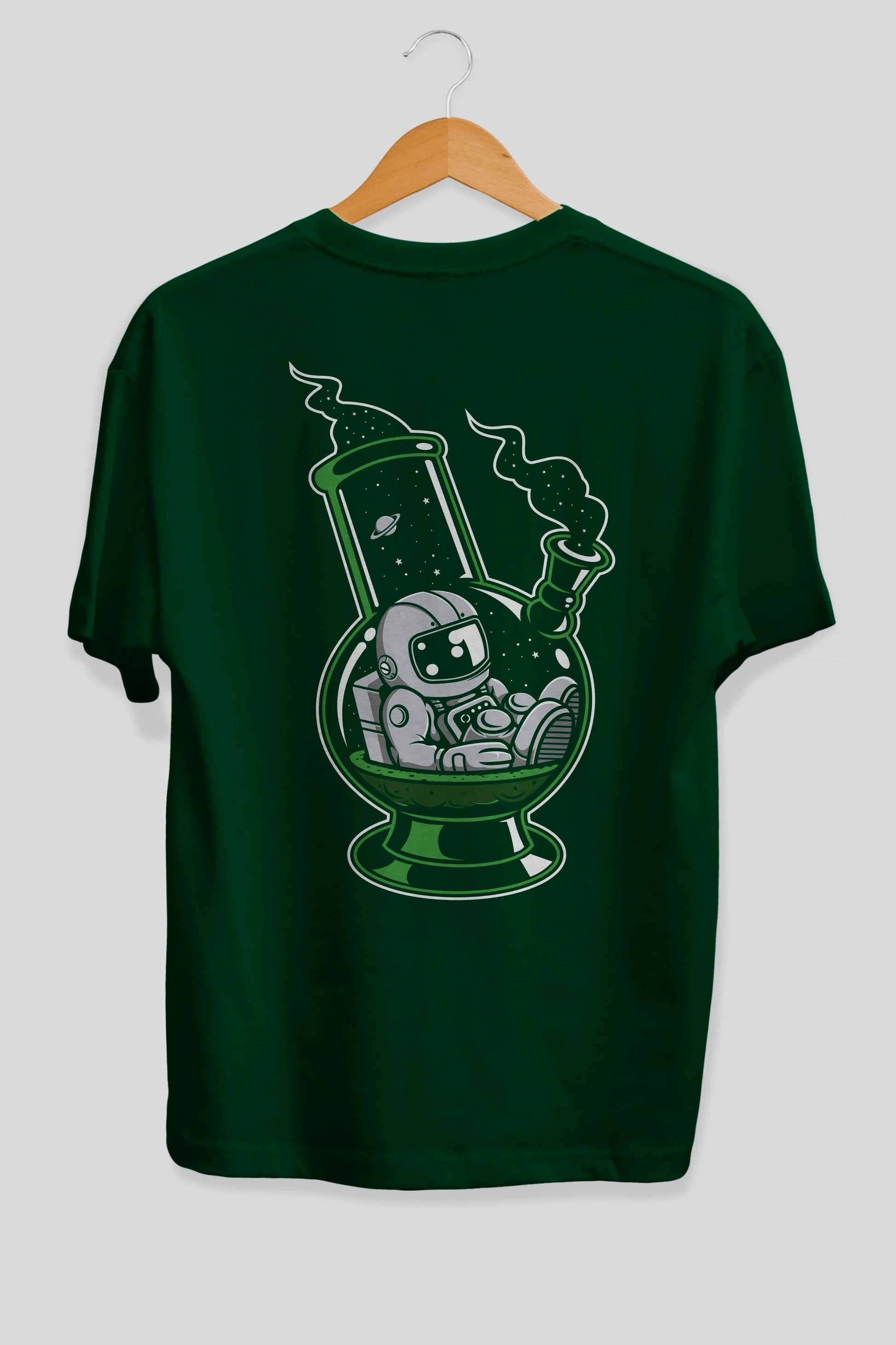 Astronaut Bong Arka Baskılı Oversize t-shirt Erkek Kadın Unisex