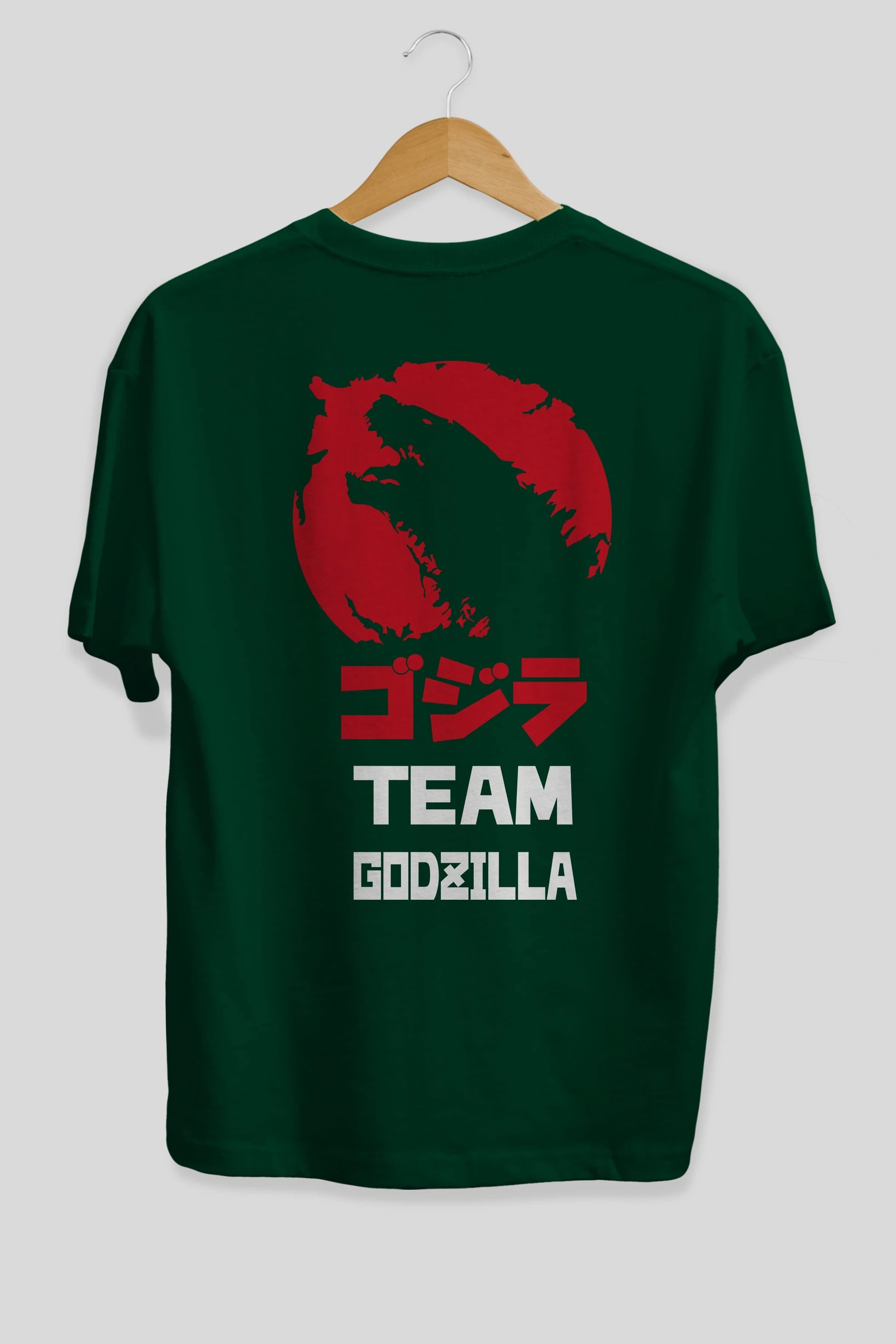 Team Godzilla Arka Baskılı Oversize t-shirt Erkek Kadın Unisex %100 Pamuk Bisiklet Yaka tişort