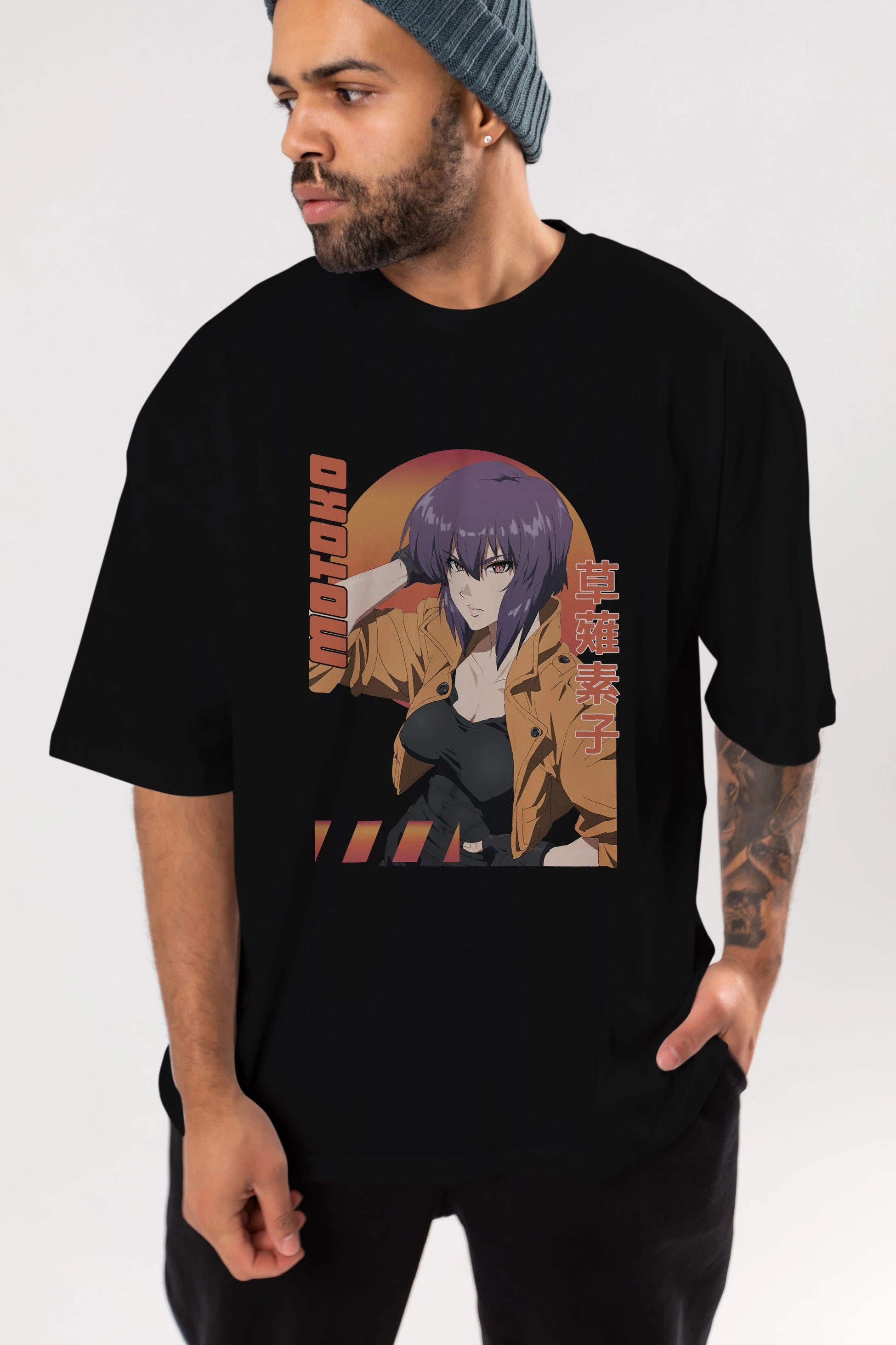 Motoko Kusanagi 9 Anime Ön Baskılı Oversize t-shirt %100 pamuk Erkek Kadın Unisex
