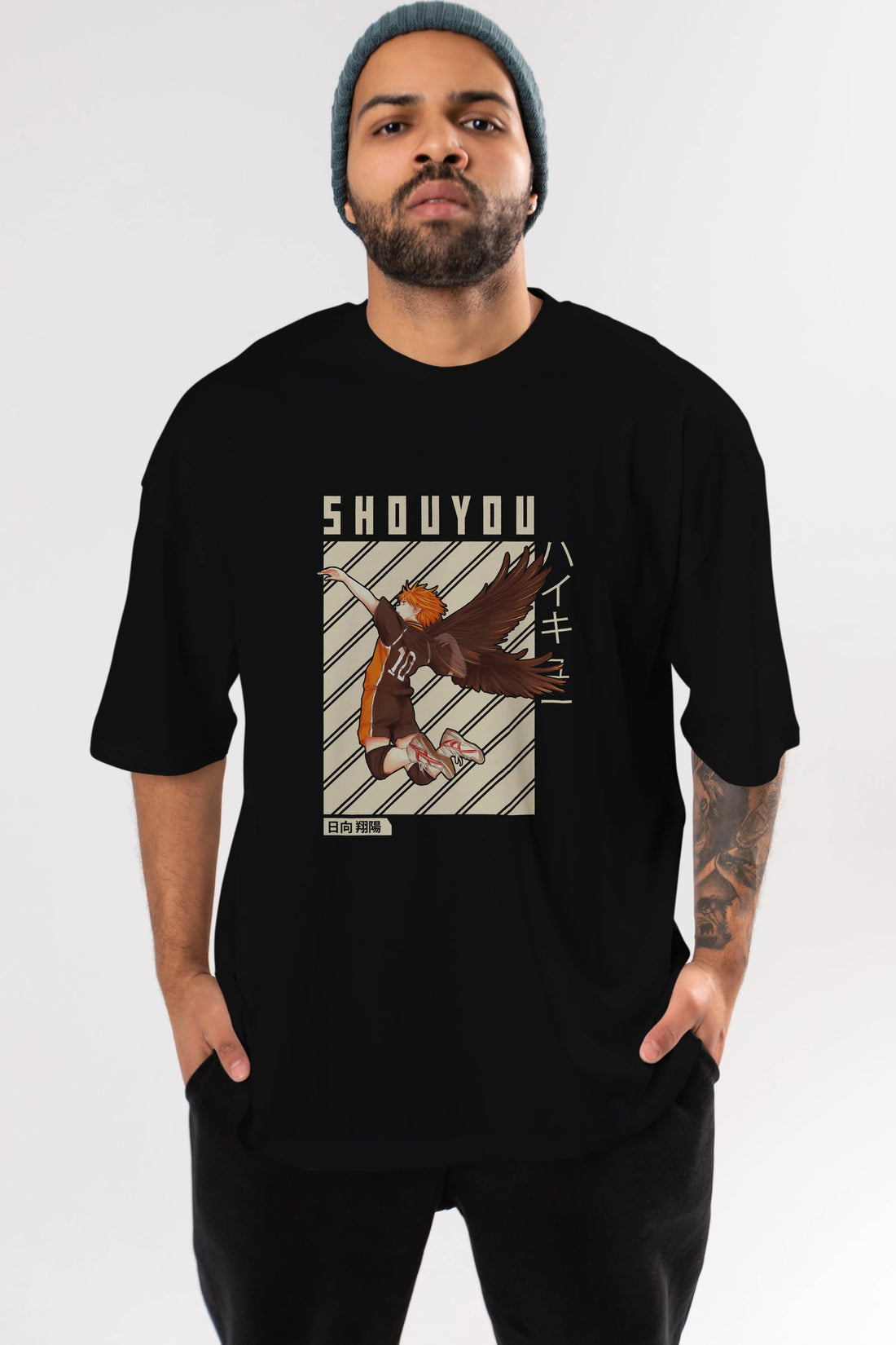 Shouyou Hinata 3 Anime Ön Baskılı Oversize t-shirt %100 pamuk Erkek Kadın Unisex