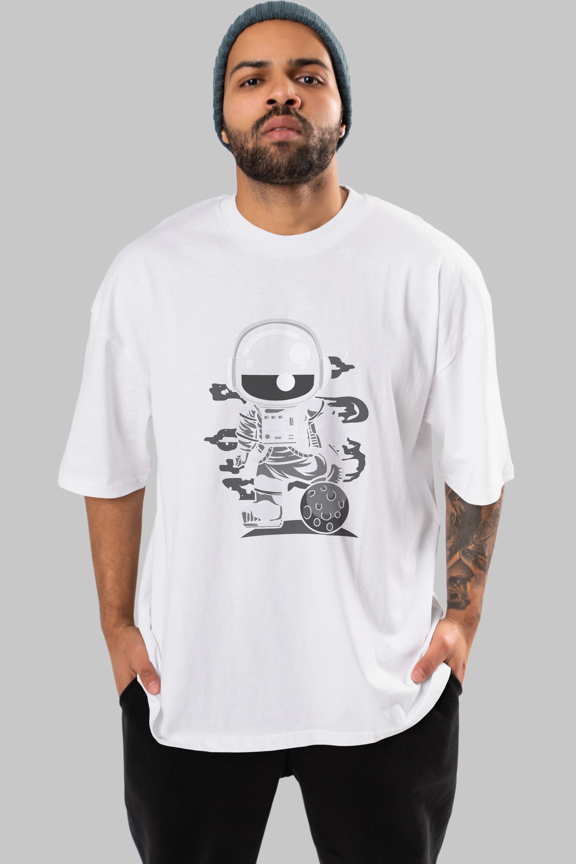 Astronaut Soccer Ön Baskılı Oversize t-shirt Erkek Kadın Unisex