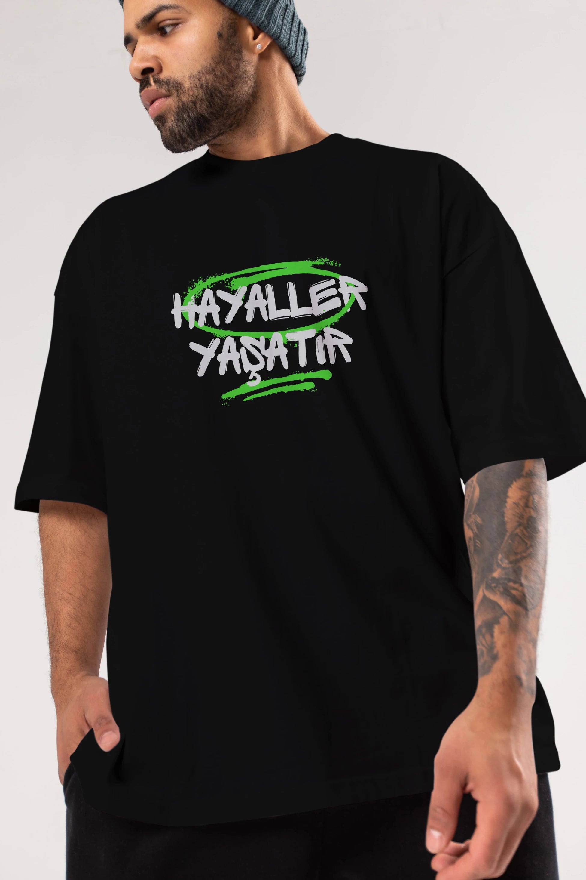 Hayaller Yaşatır Ön Baskılı Oversize t-shirt Erkek Kadın Unisex