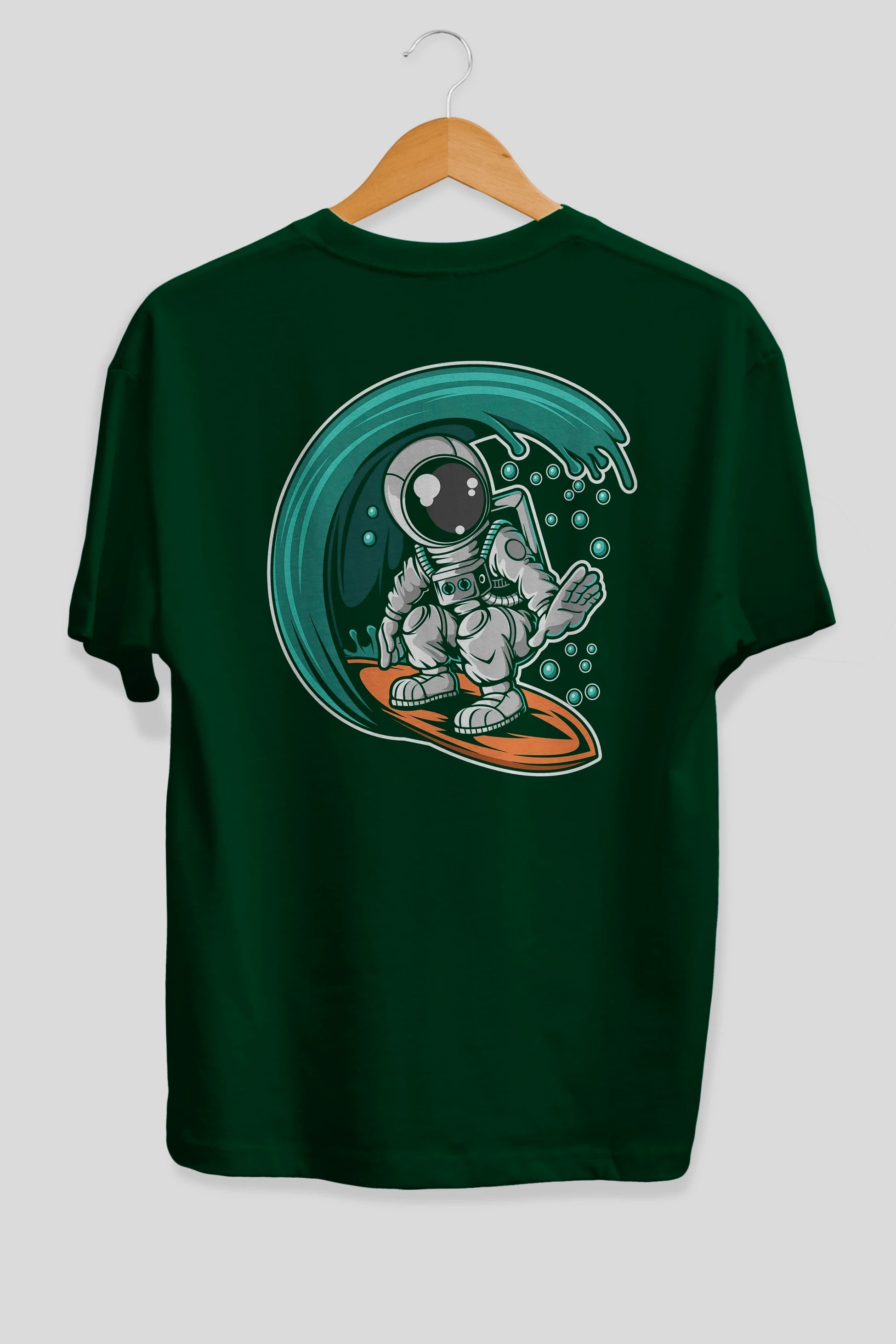 Astronaut Surfing Arka Baskılı Oversize t-shirt Erkek Kadın Unisex