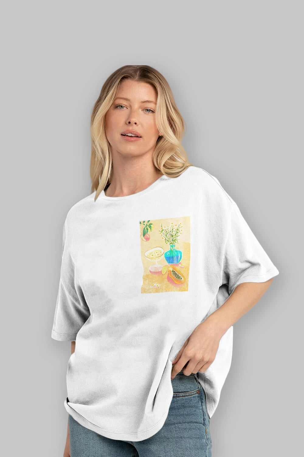 Cheers 2 Ön Sol Baskılı Oversize t-shirt Erkek Kadın Unisex %100 Pamuk Bisiklet Yaka tişort