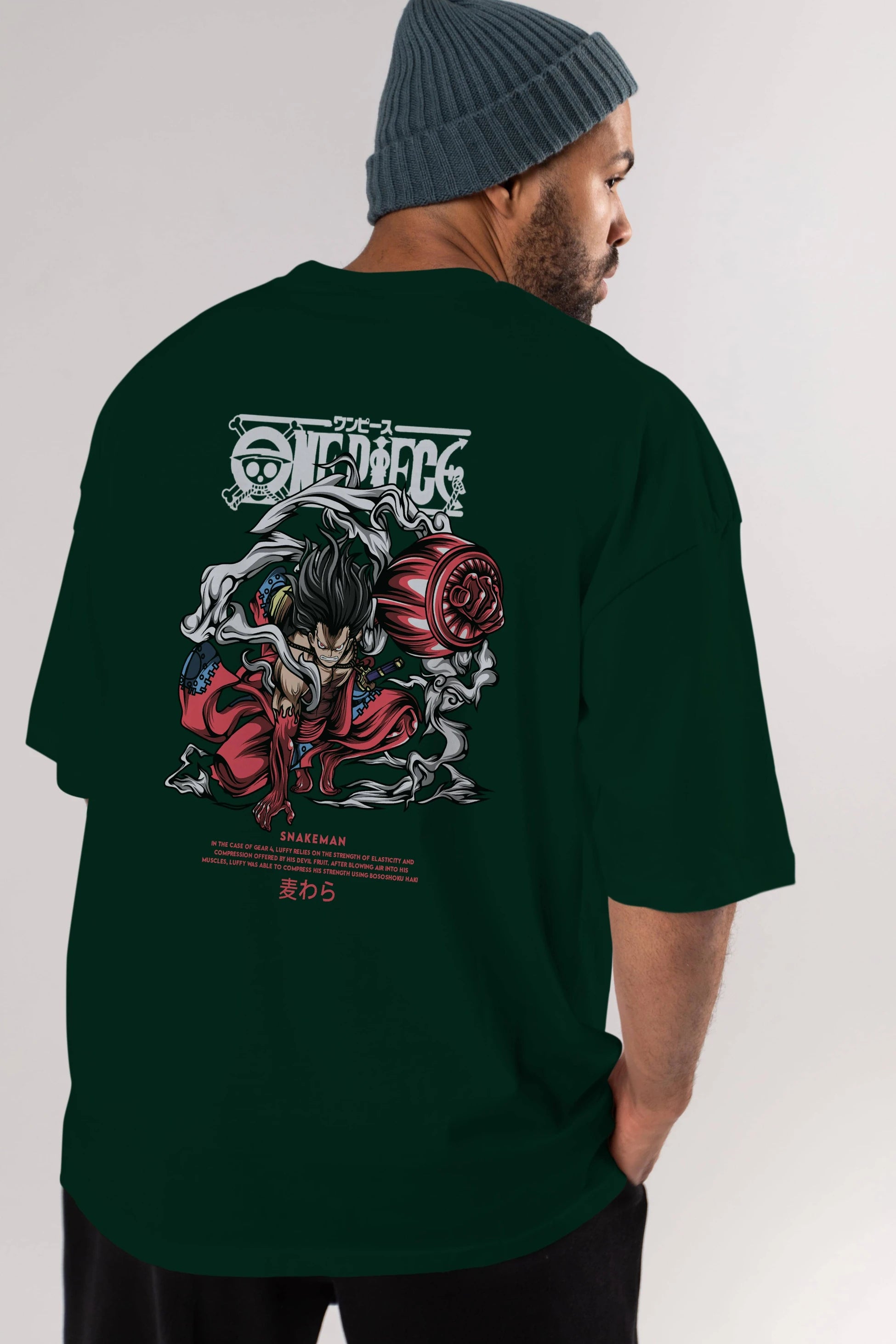 One Piece Snakeman Anime Arka Baskılı Oversize t-shirt Erkek Kadın Unisex