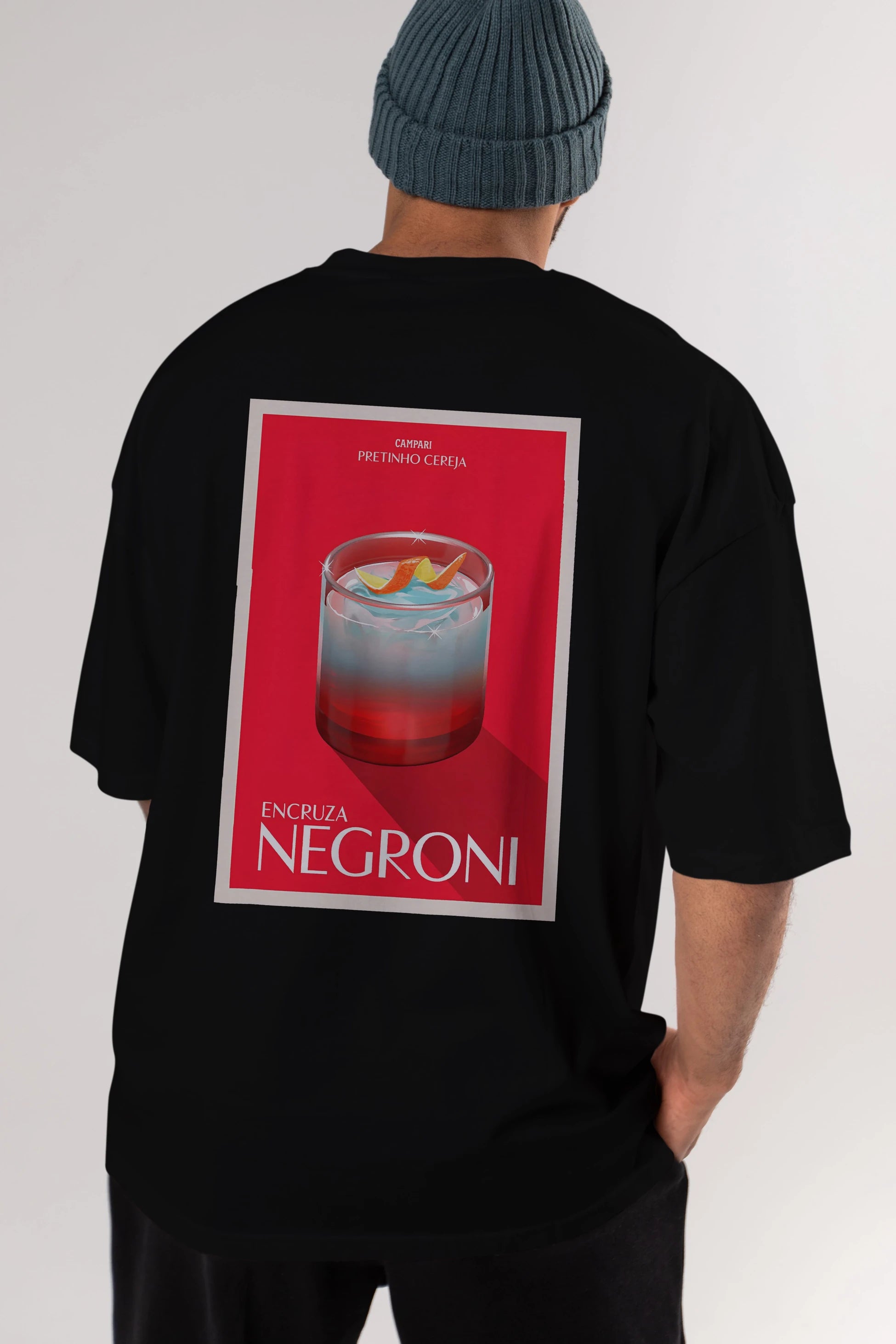 Encruza Negroni Arka Baskılı Oversize t-shirt Erkek Kadın Unisex %100 Pamuk Bisiklet Yaka tişort