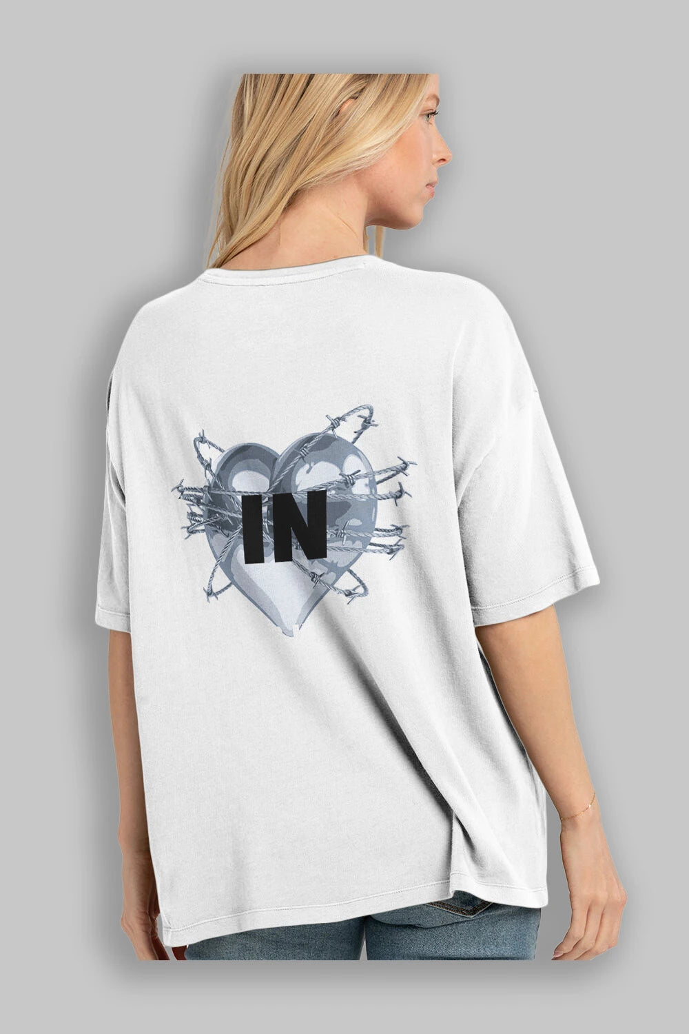 I Need Space Your Heart Arka Baskılı Oversize t-shirt Erkek Kadın Unisex
