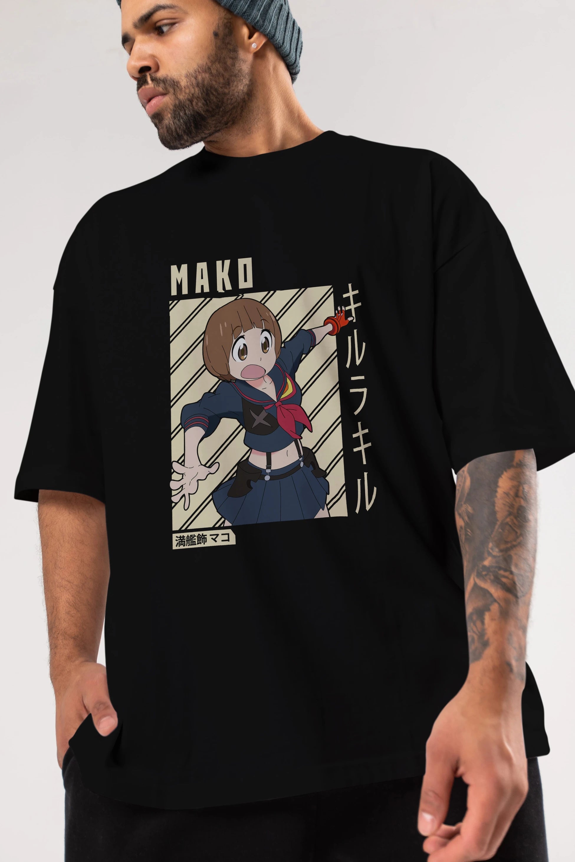 Mako Mankanshoku 1 Anime Ön Baskılı Oversize t-shirt %100 pamuk Erkek Kadın Unisex