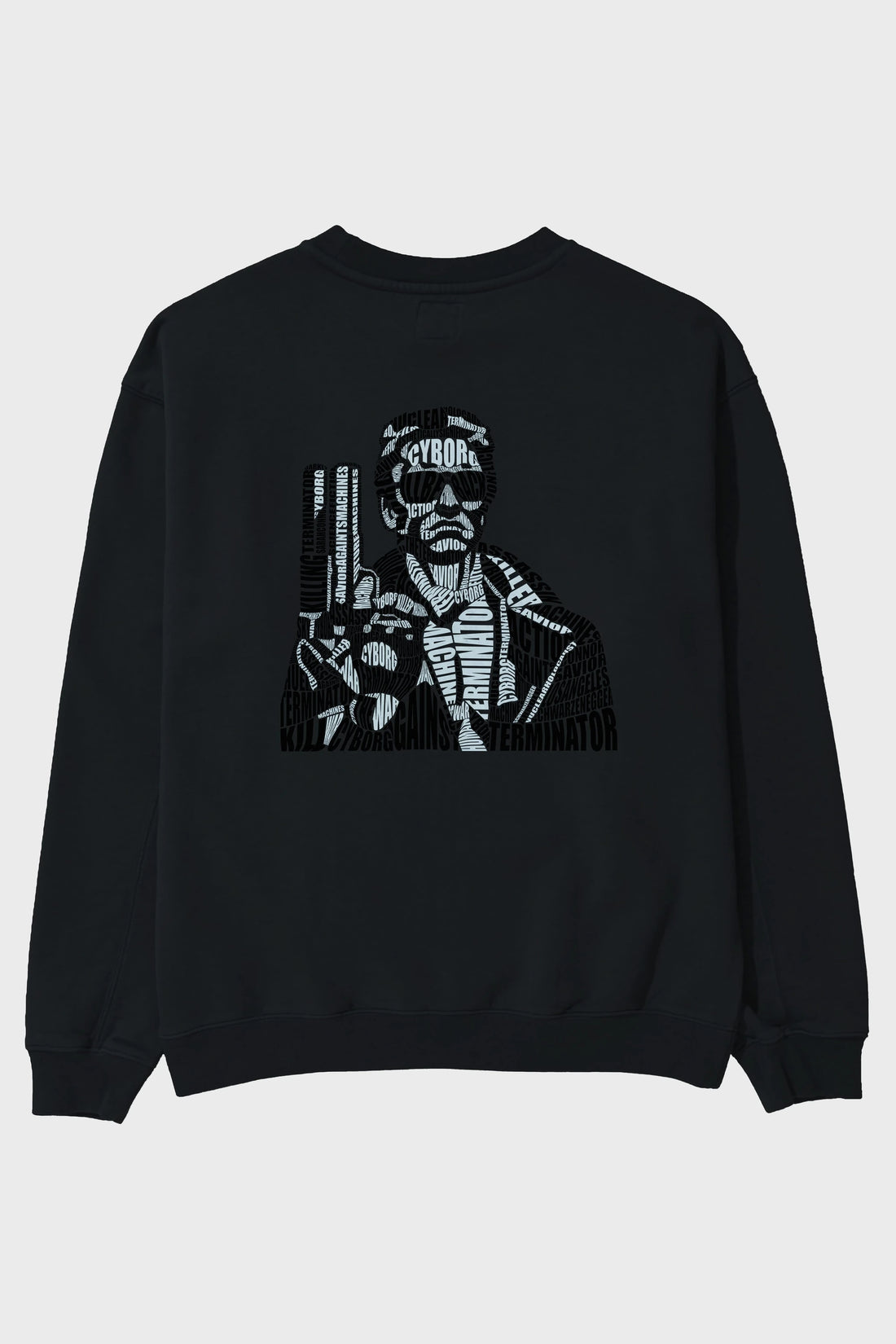 Terminator Calligram Arka Baskılı Oversize Sweatshirt Erkek Kadın Unisex