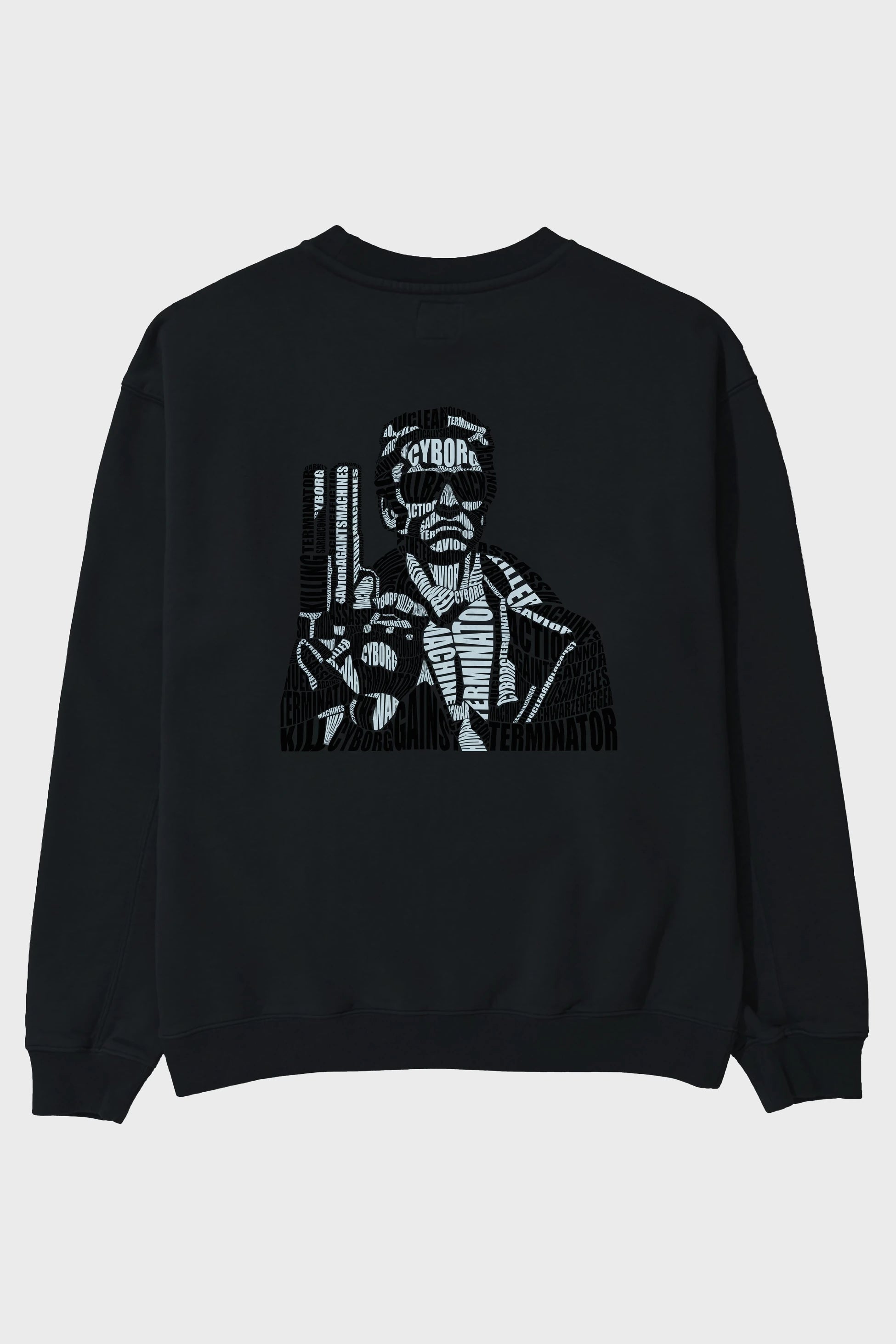 Terminator Calligram Arka Baskılı Oversize Sweatshirt Erkek Kadın Unisex