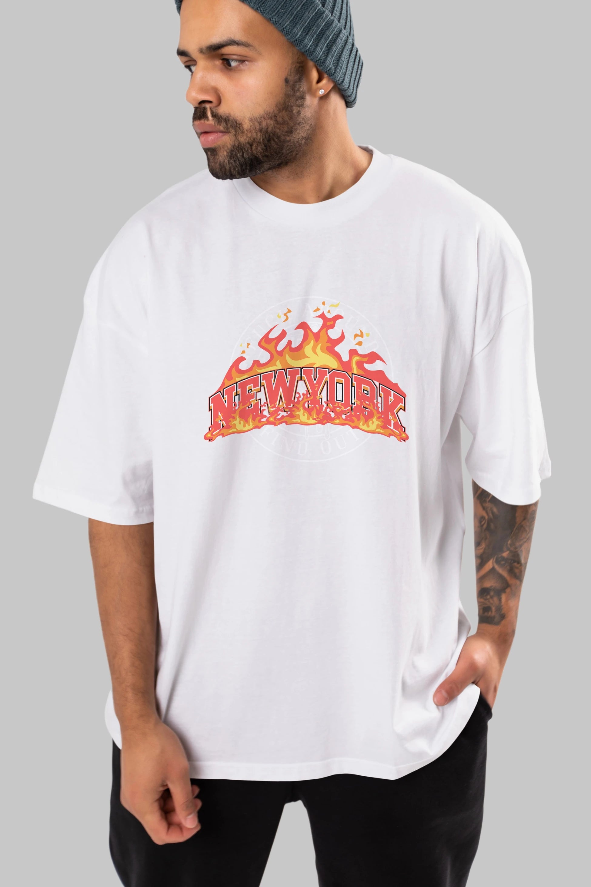Newyork Style Ön Baskılı Oversize t-shirt Erkek Kadın Unisex