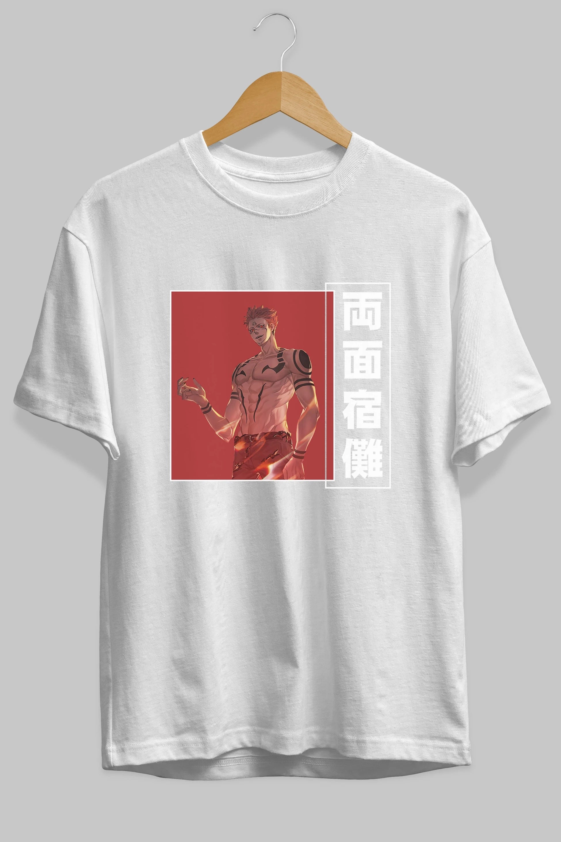 Sukuna Ryoumen 3 Anime Ön Baskılı Oversize t-shirt %100 pamuk Erkek Kadın Unisex
