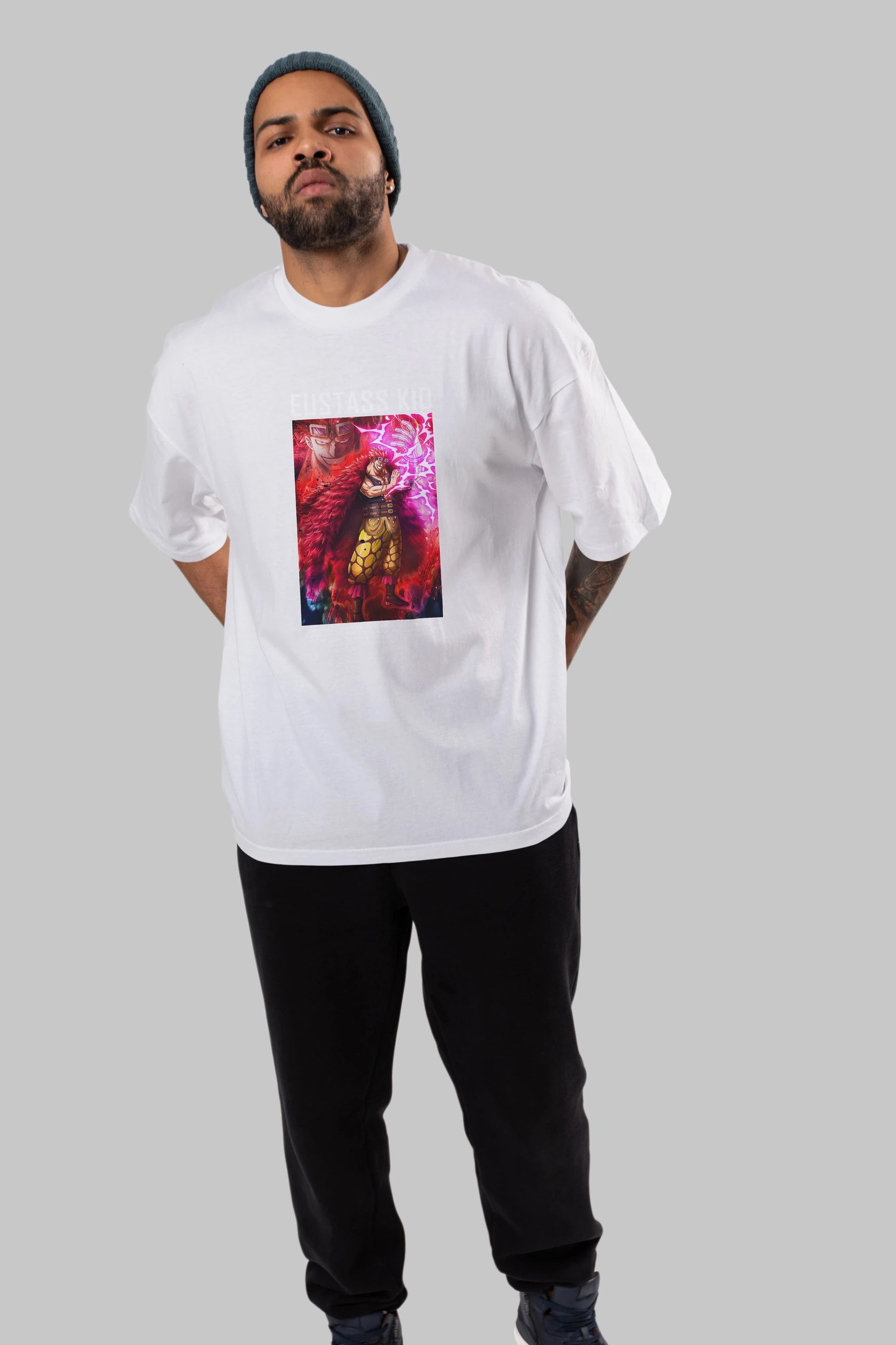 Eustass Kid Anime Ön Baskılı Oversize t-shirt Erkek Kadın Unisex