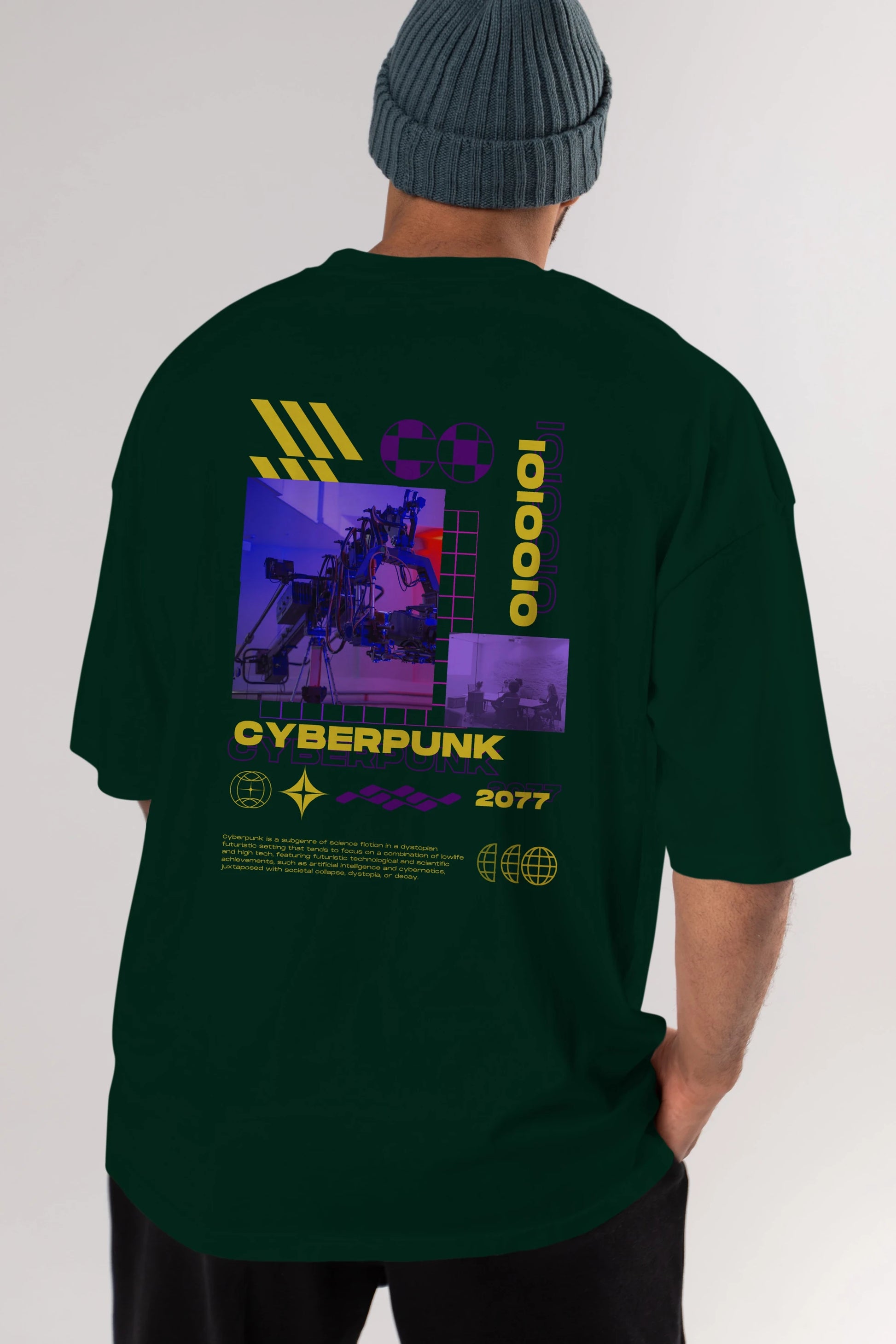 Cyberpunk Yazılı Arka Baskılı Oversize t-shirt Erkek Kadın Unisex