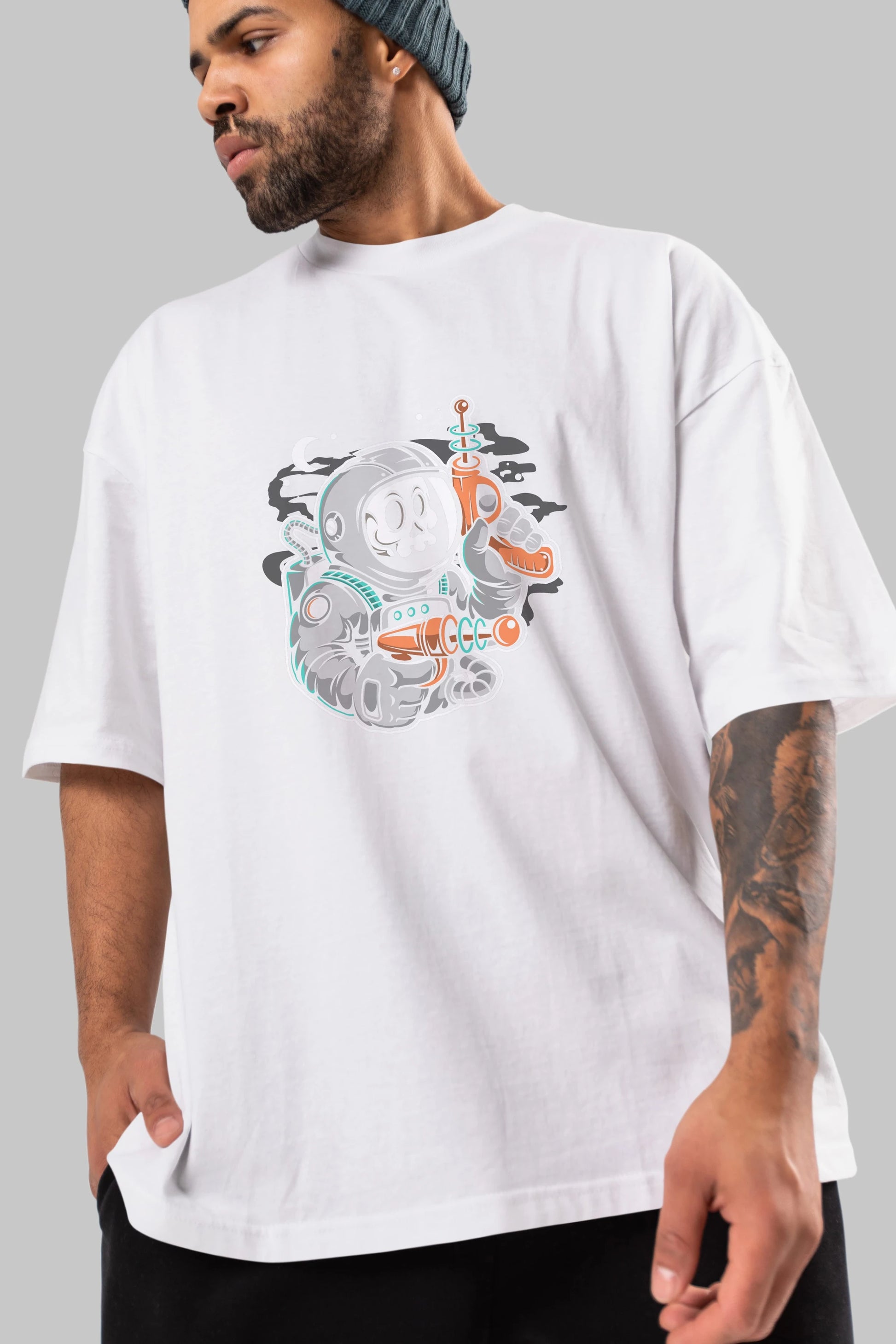 Astronaut Ray Gun Ön Baskılı Oversize t-shirt Erkek Kadın Unisex