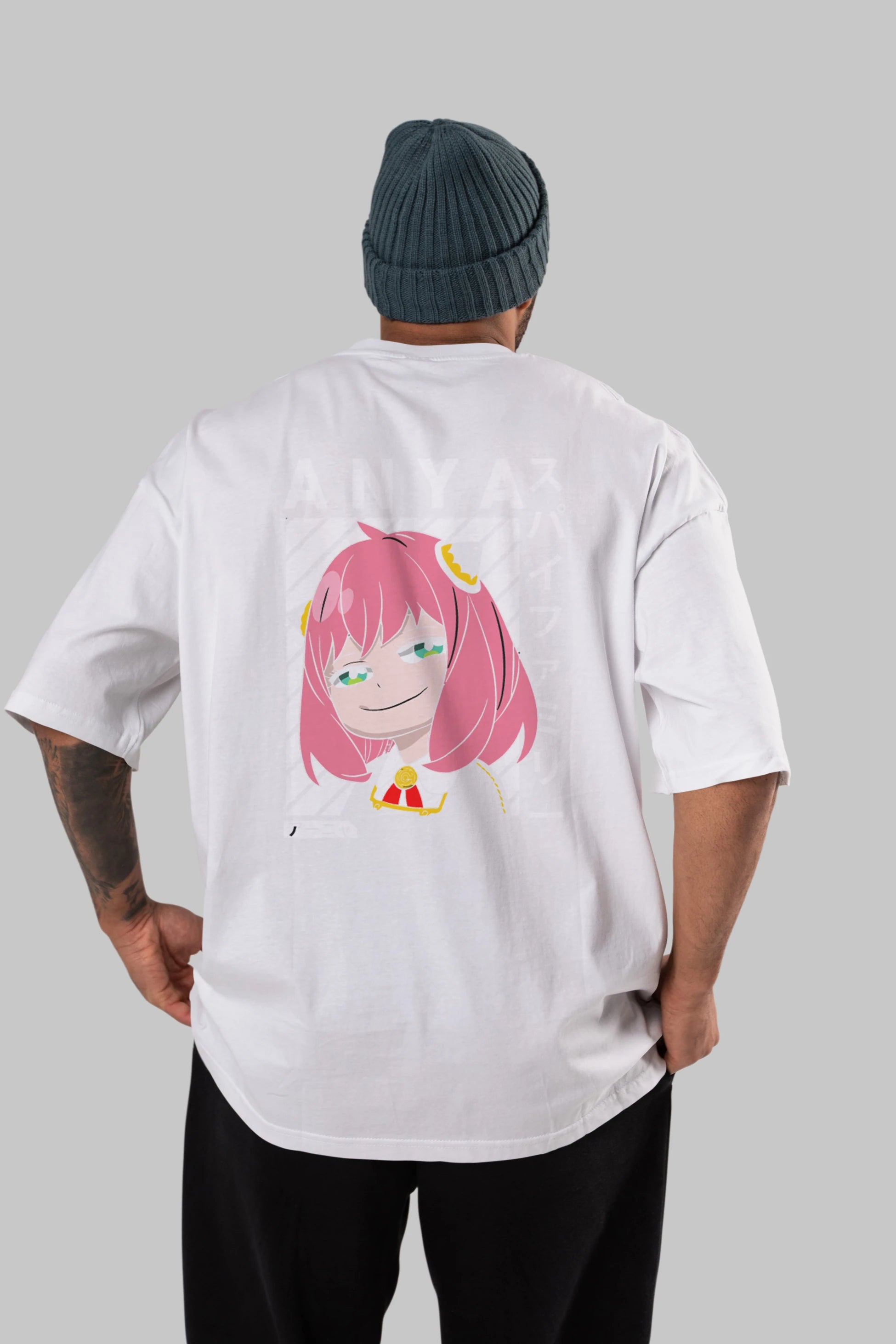 Anya SPYX FAMILY Anime Arka Baskılı Oversize t-shirt Erkek Kadın Unisex