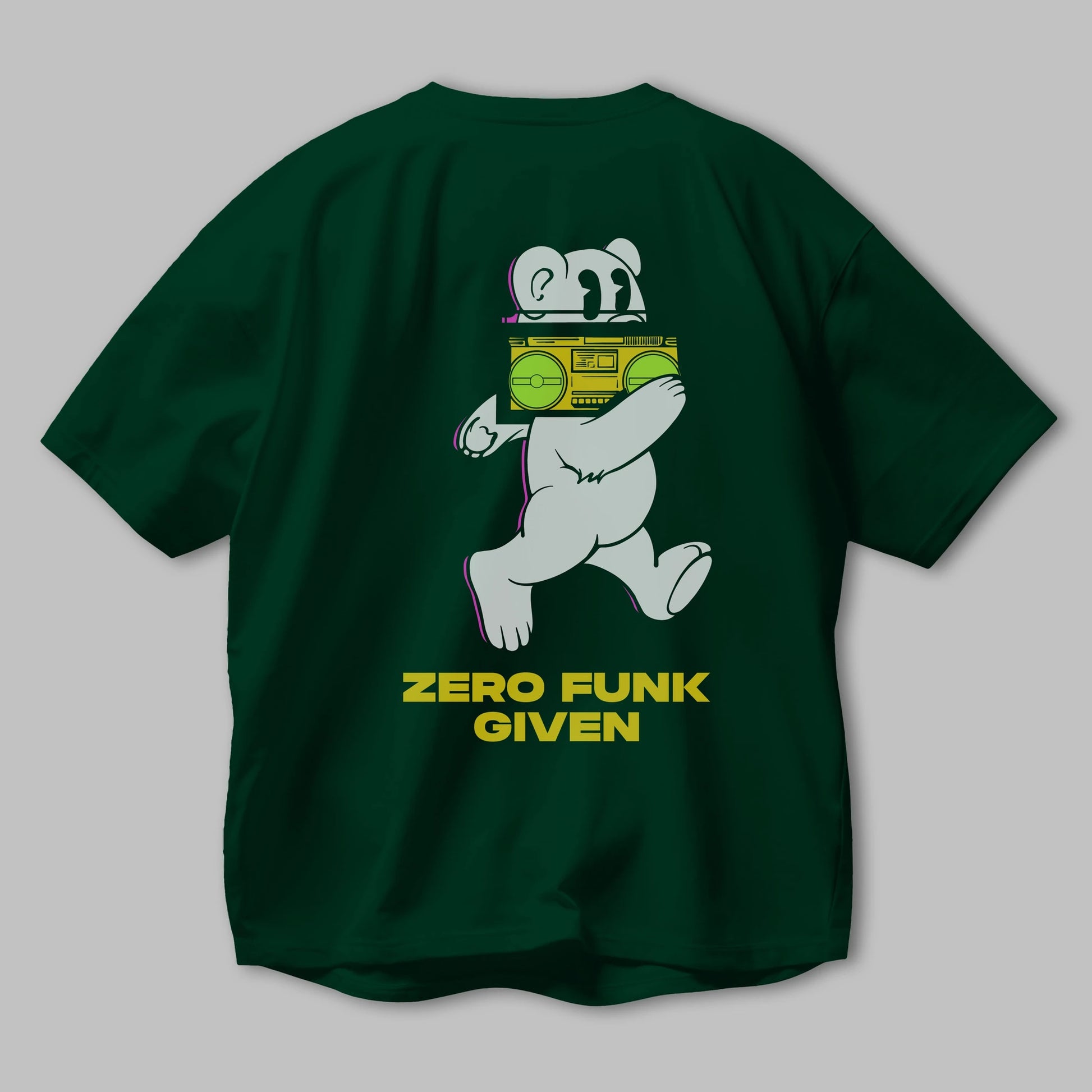 Zero Funk Given Bear Arka Baskılı Oversize t-shirt Erkek Kadın Unisex