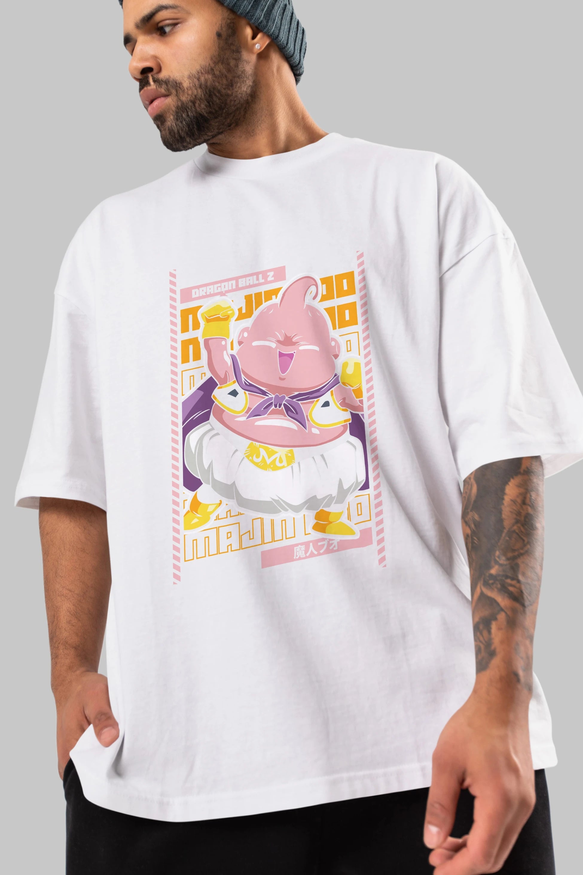 MAJIN BOO1 Anime Ön Baskılı Oversize t-shirt %100 pamuk Erkek Kadın Unisex
