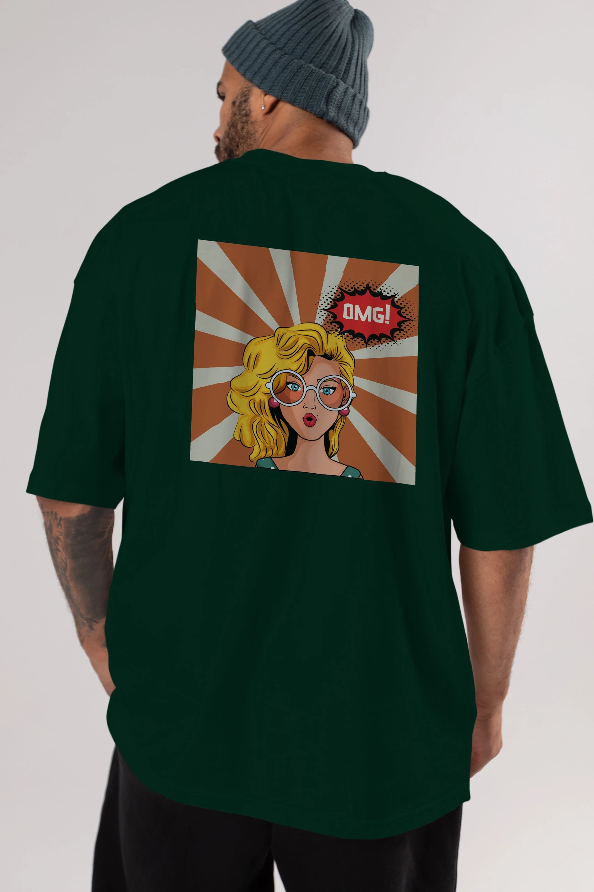 OMG Yazılı Retro Arka Baskılı Oversize t-shirt Erkek Kadın Unisex