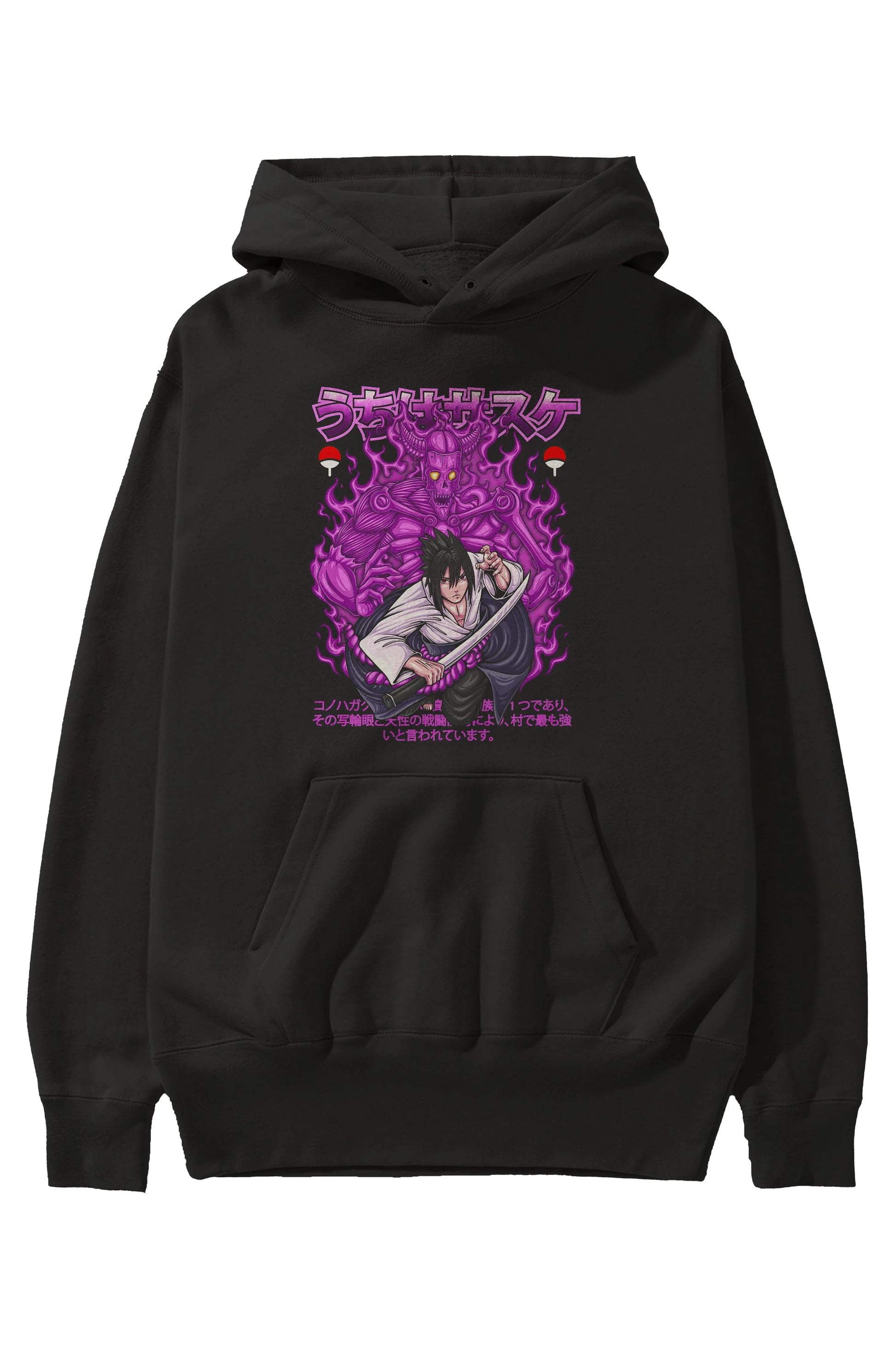 SASUKE UCHIHA NARUTO Anime Ön Baskılı Hoodie Oversize Kapüşonlu Sweatshirt Erkek Kadın Unisex