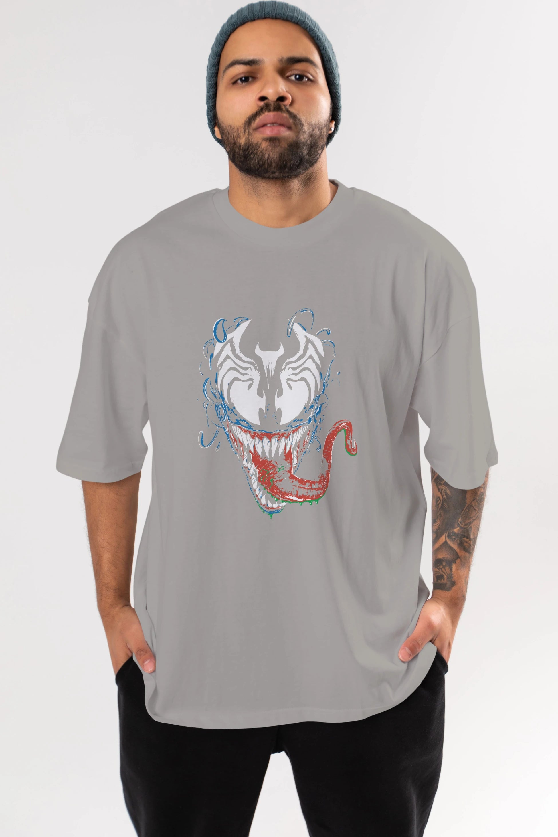 Venom (2) Ön Baskılı Oversize t-shirt Erkek Kadın Unisex %100 Pamuk Bisiklet Yaka tişort