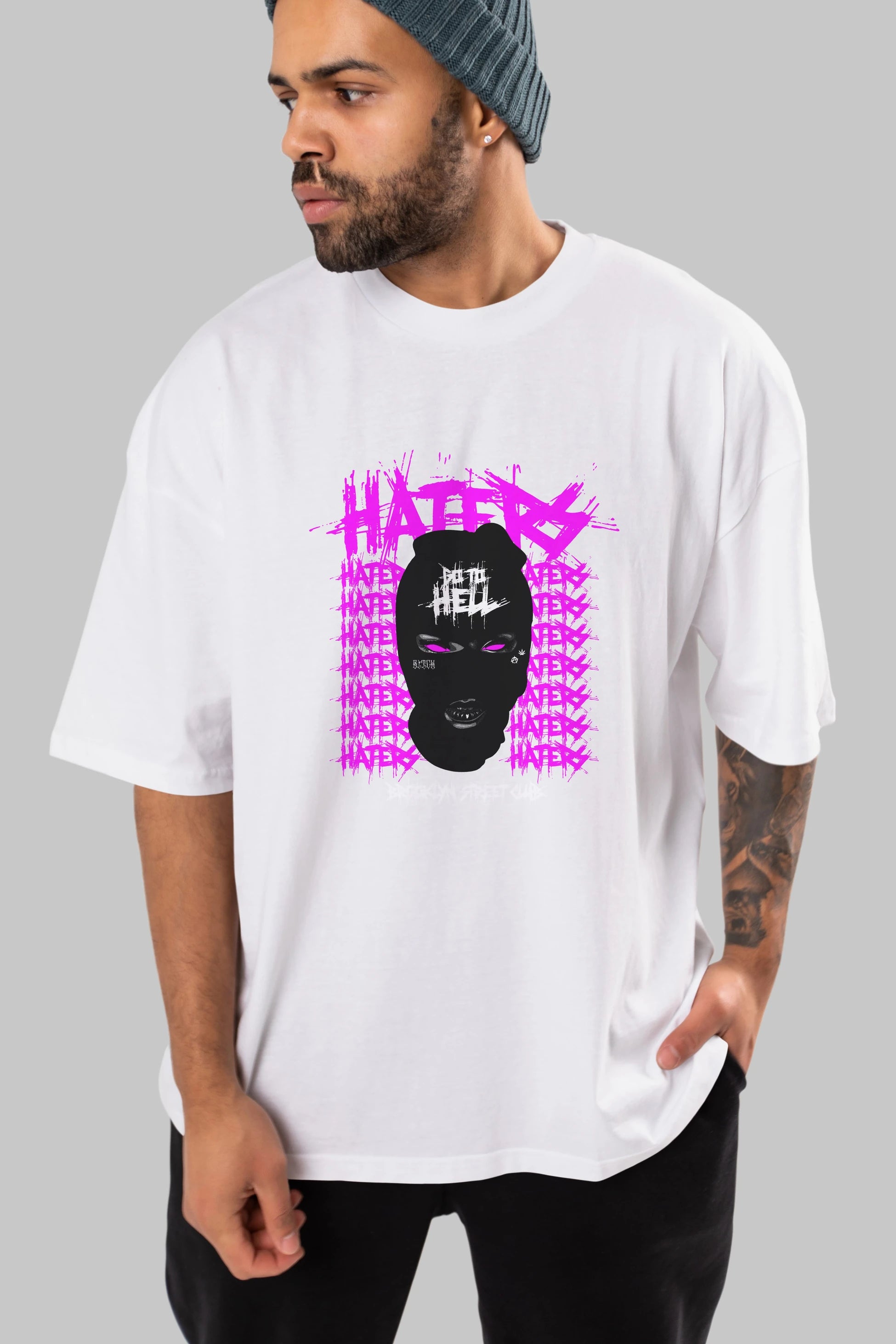 Haters Brooklyn Street Club Ön Baskılı Oversize t-shirt Erkek Kadın Unisex