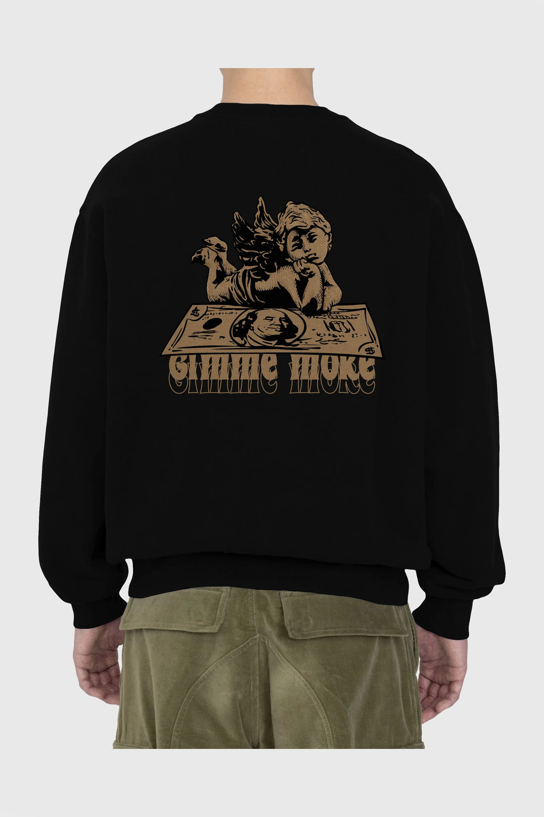 Gimme More Arka Baskılı Oversize Sweatshirt Erkek Kadın Unisex
