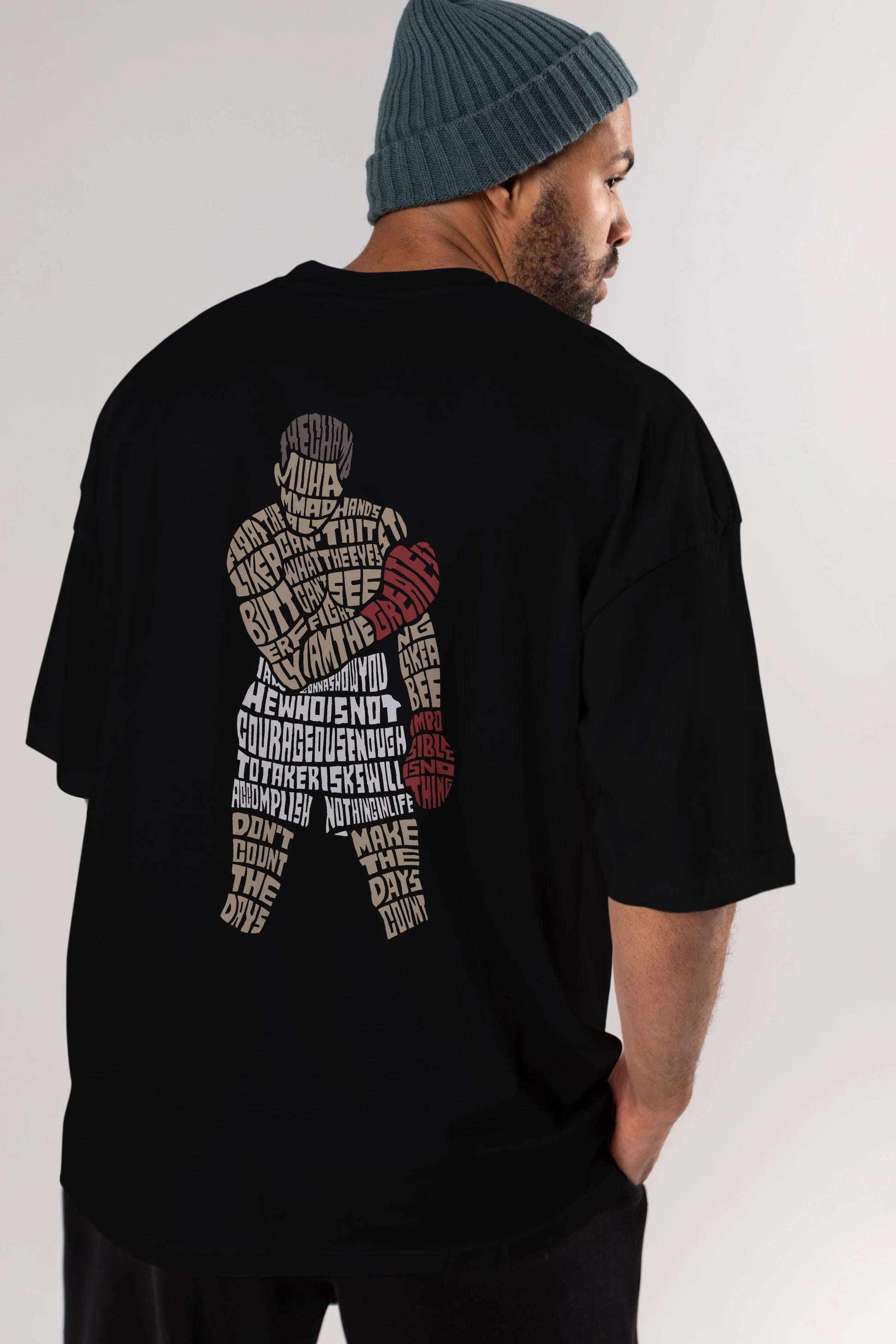 The Champ Muhammad Ali Arka Baskılı Oversize t-shirt %100 pamuk Erkek Kadın Unisex