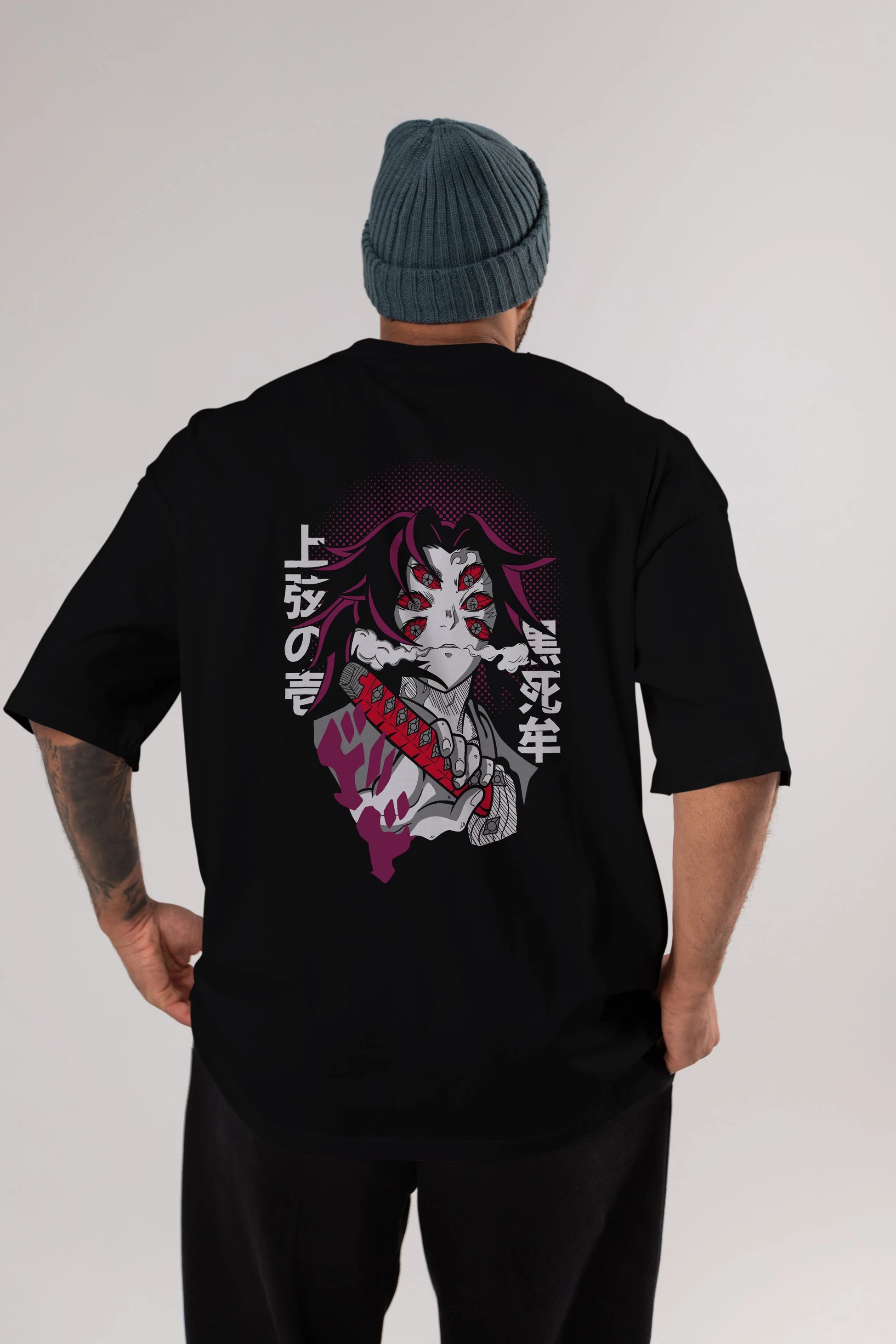 Kokushibo Anime Arka Baskılı Oversize t-shirt Erkek Kadın Unisex
