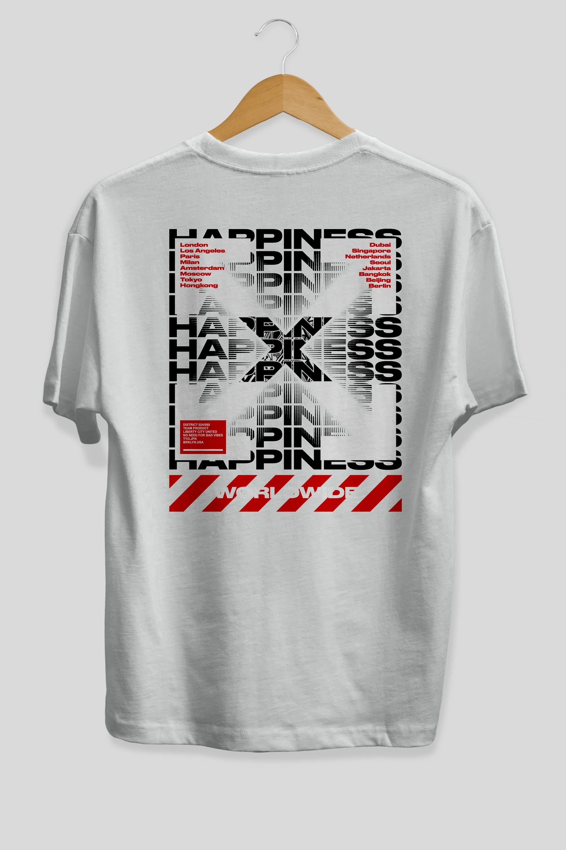Happiness Worldwide Arka Baskılı Oversize t-shirt Erkek Kadın Unisex