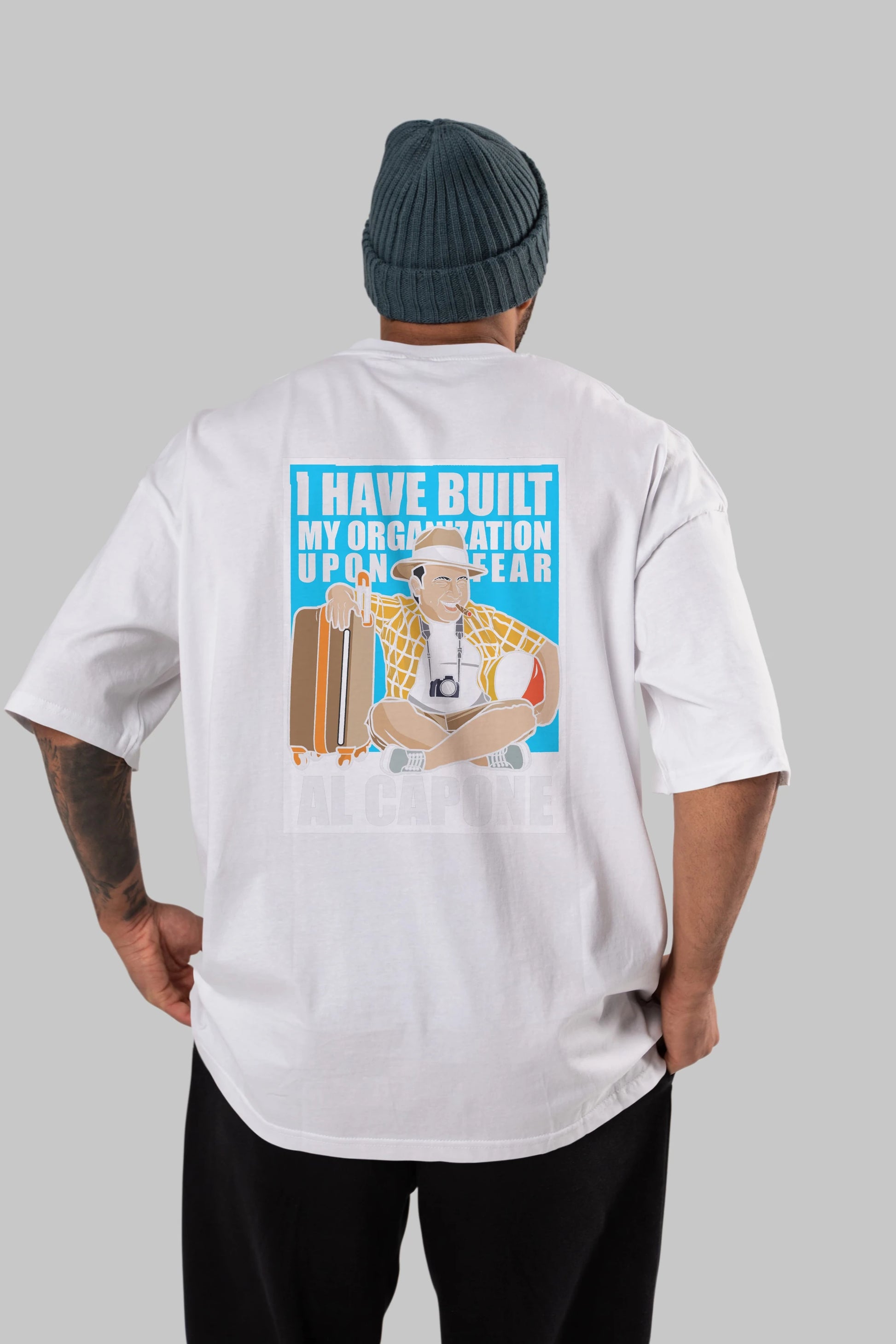 Al Capone Holiday Arka Baskılı Oversize t-shirt Erkek Kadın Unisex %100 Pamuk tişort
