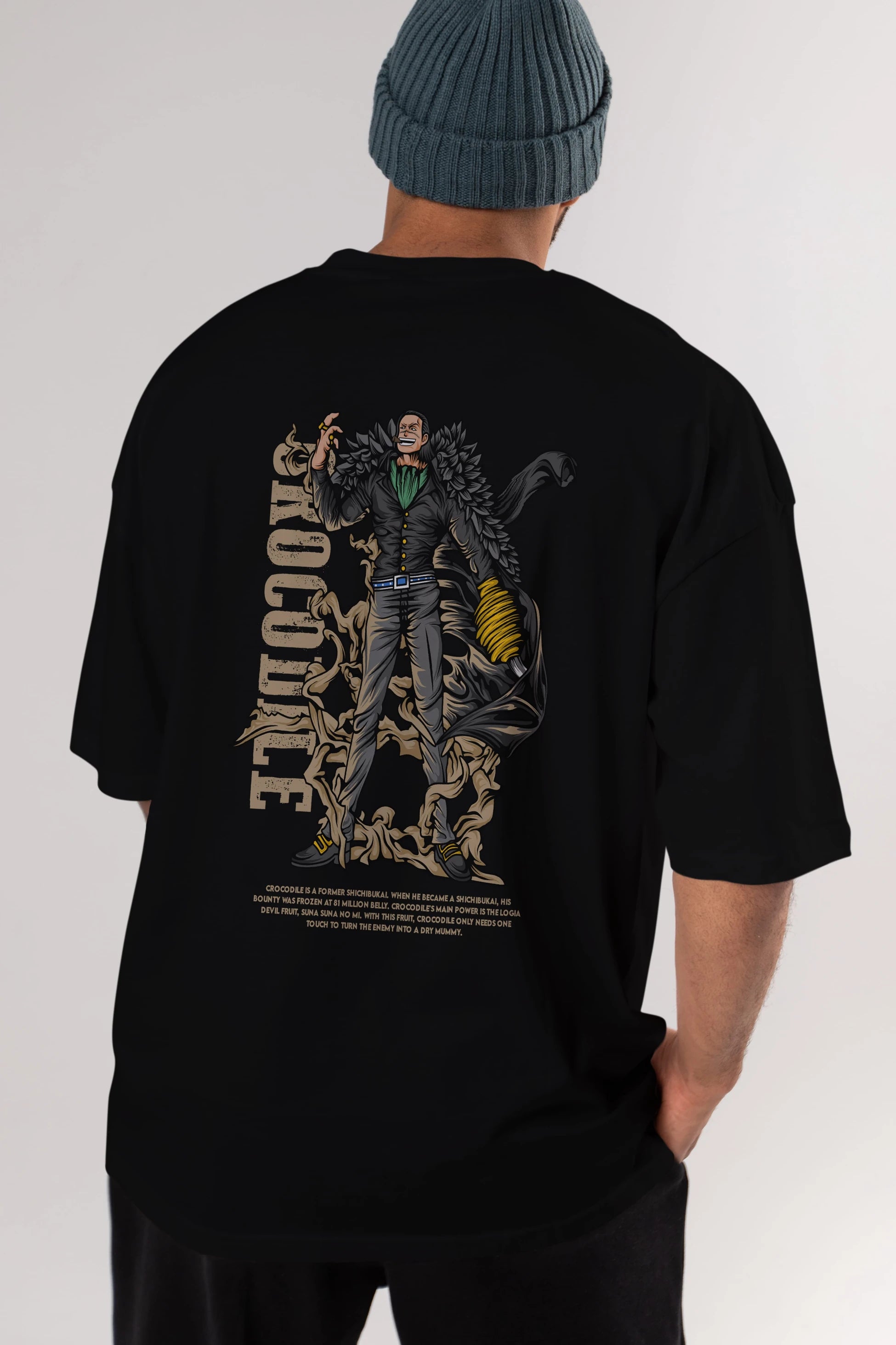 Crocodile Anime Arka Baskılı Oversize t-shirt Erkek Kadın Unisex