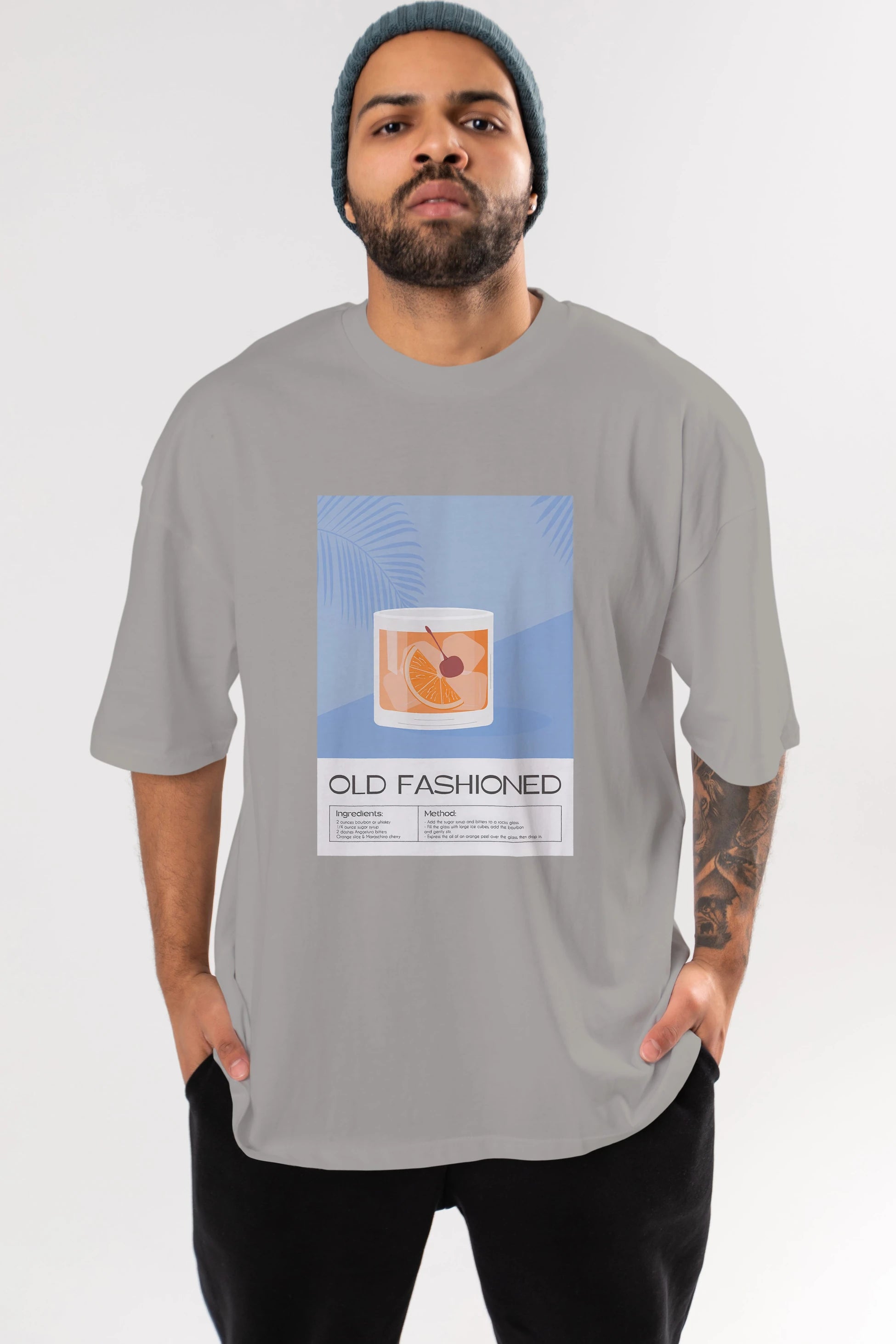 Old Fashioned 3 Ön Baskılı Oversize t-shirt Erkek Kadın Unisex %100 Pamuk Bisiklet Yaka tişort