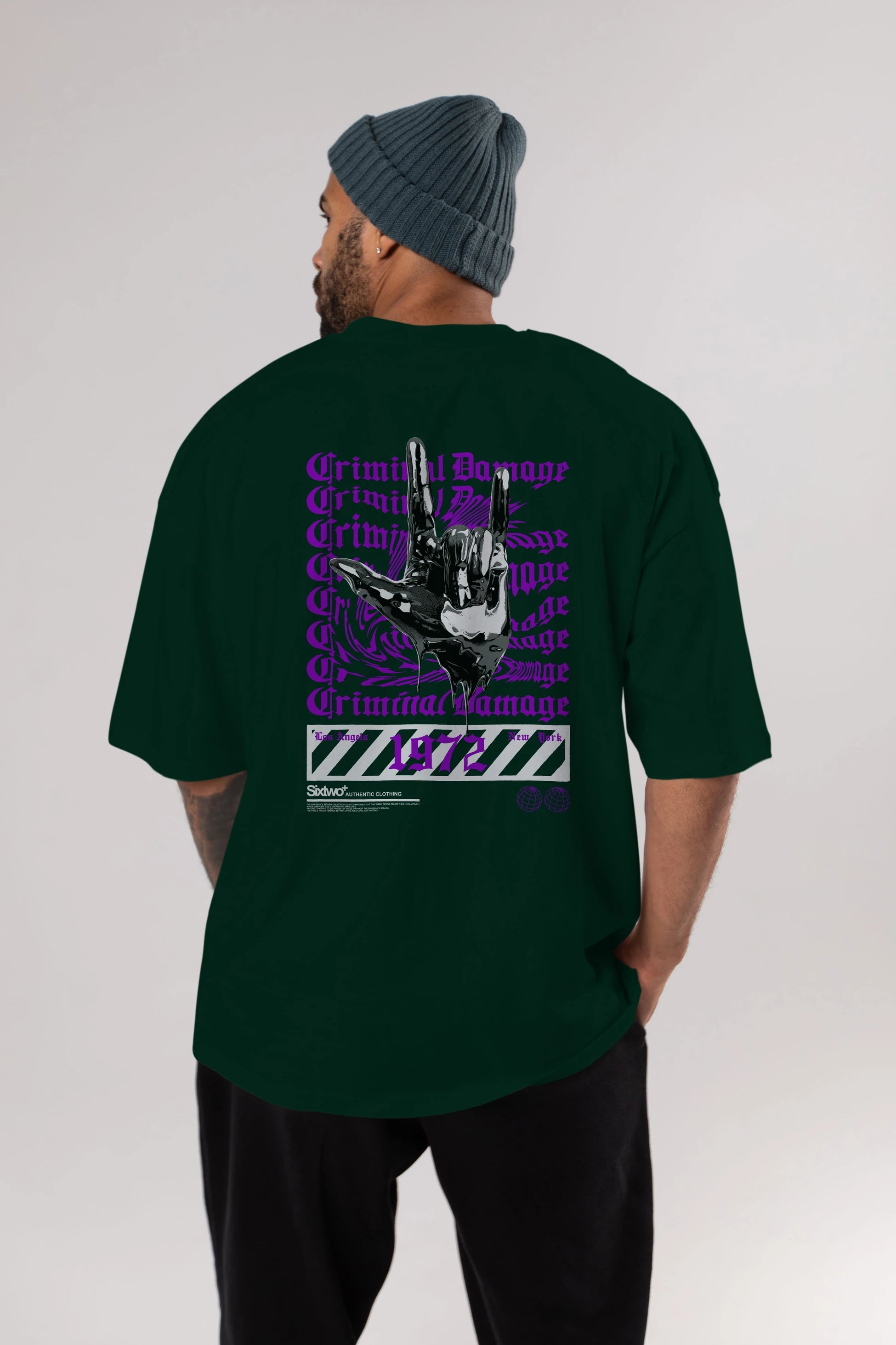 Criminal Damage 2 Arka Baskılı Oversize t-shirt Erkek Kadın Unisex