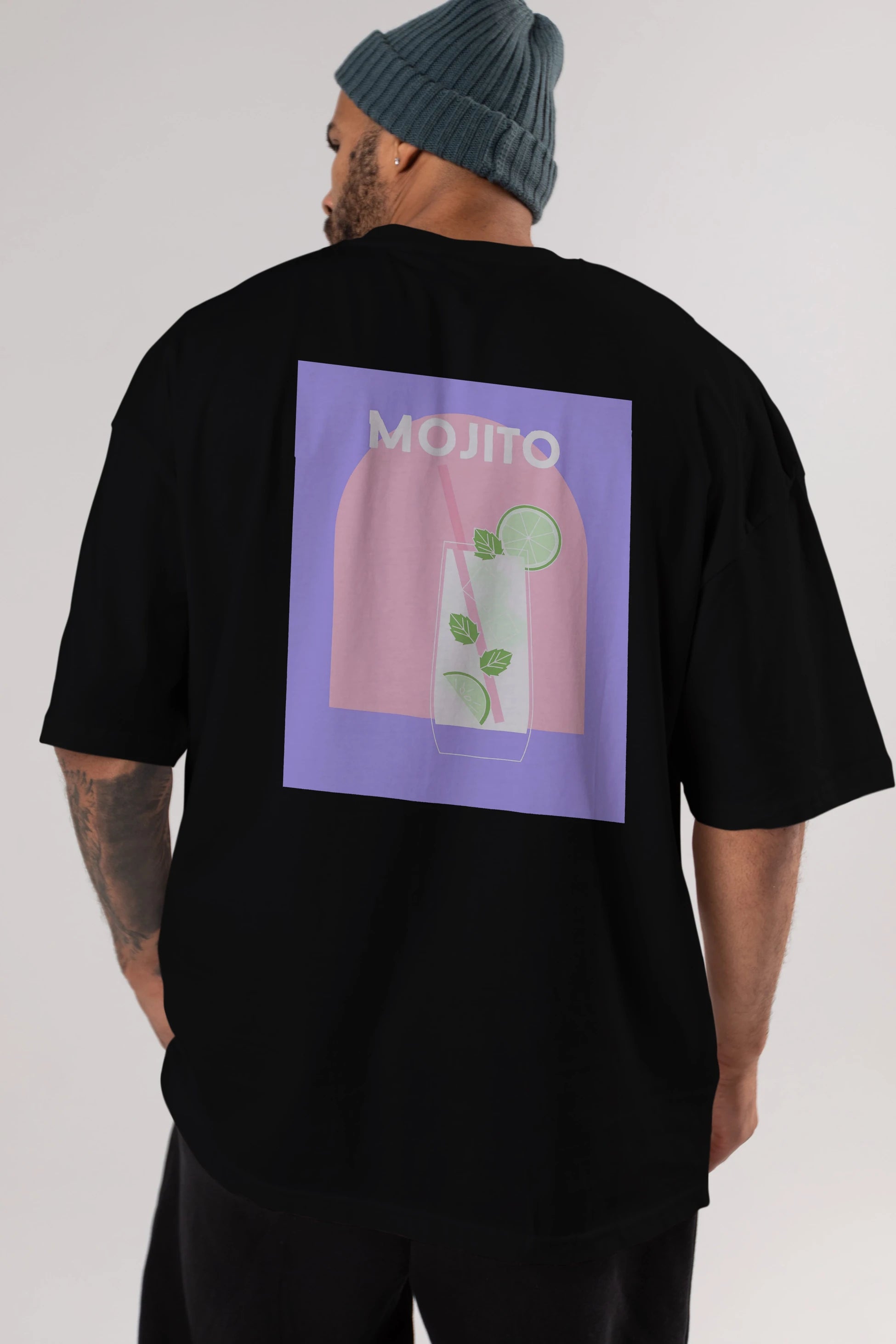 Mojito 2 Arka Baskılı Oversize t-shirt Erkek Kadın Unisex %100 Pamuk Bisiklet Yaka tişort
