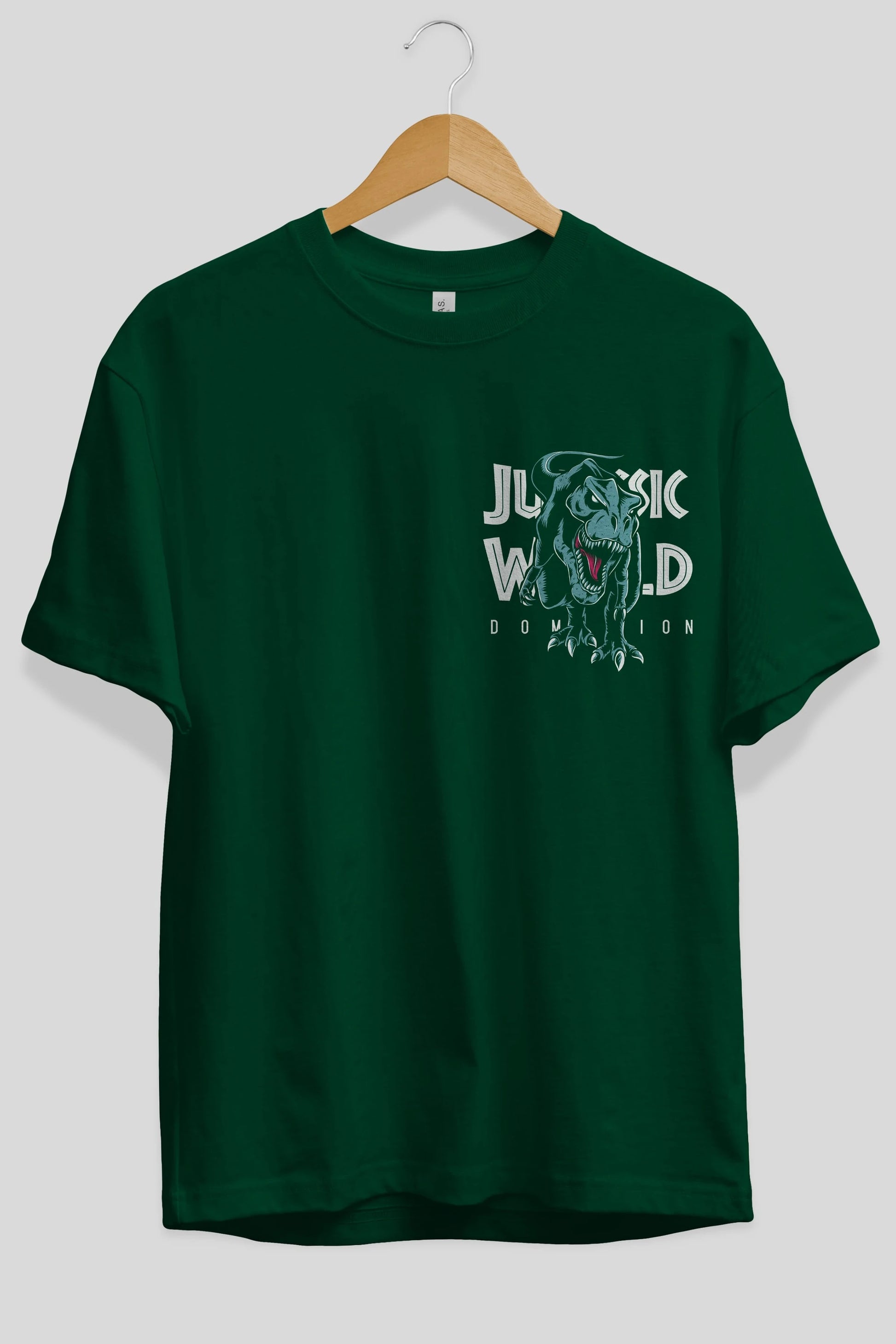 Jurassic Park (1) Ön Sol Baskılı Oversize t-shirt Erkek Kadın Unisex %100 Pamuk Bisiklet Yaka tişort
